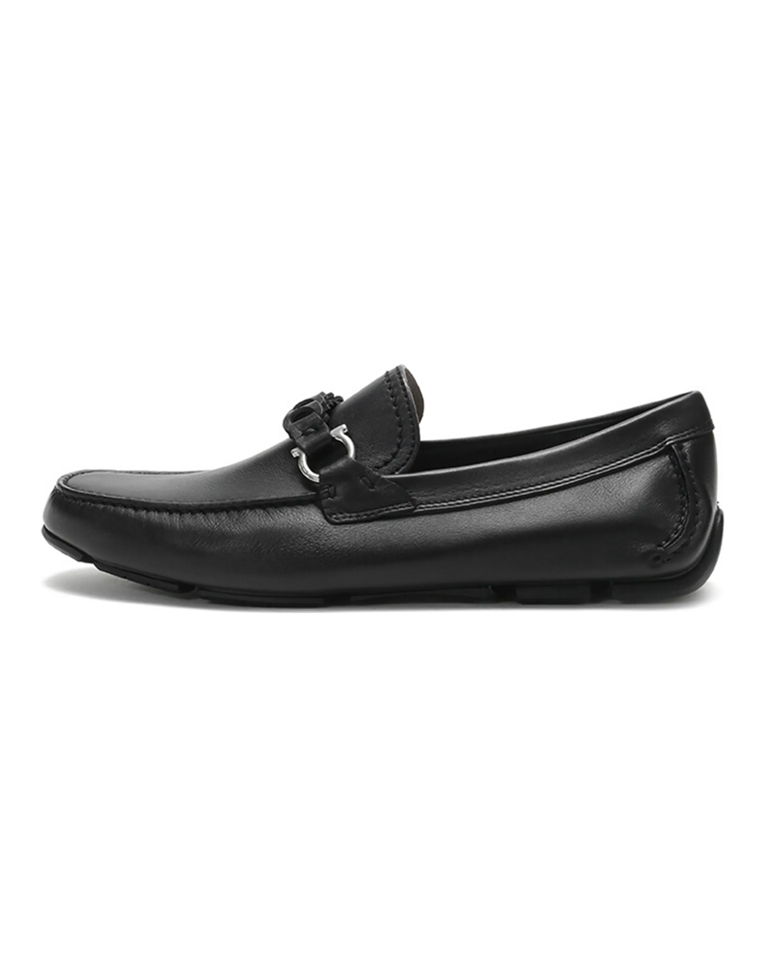FERRAGAMO GANCINI Buckle Slip-On Loafers Men's Black