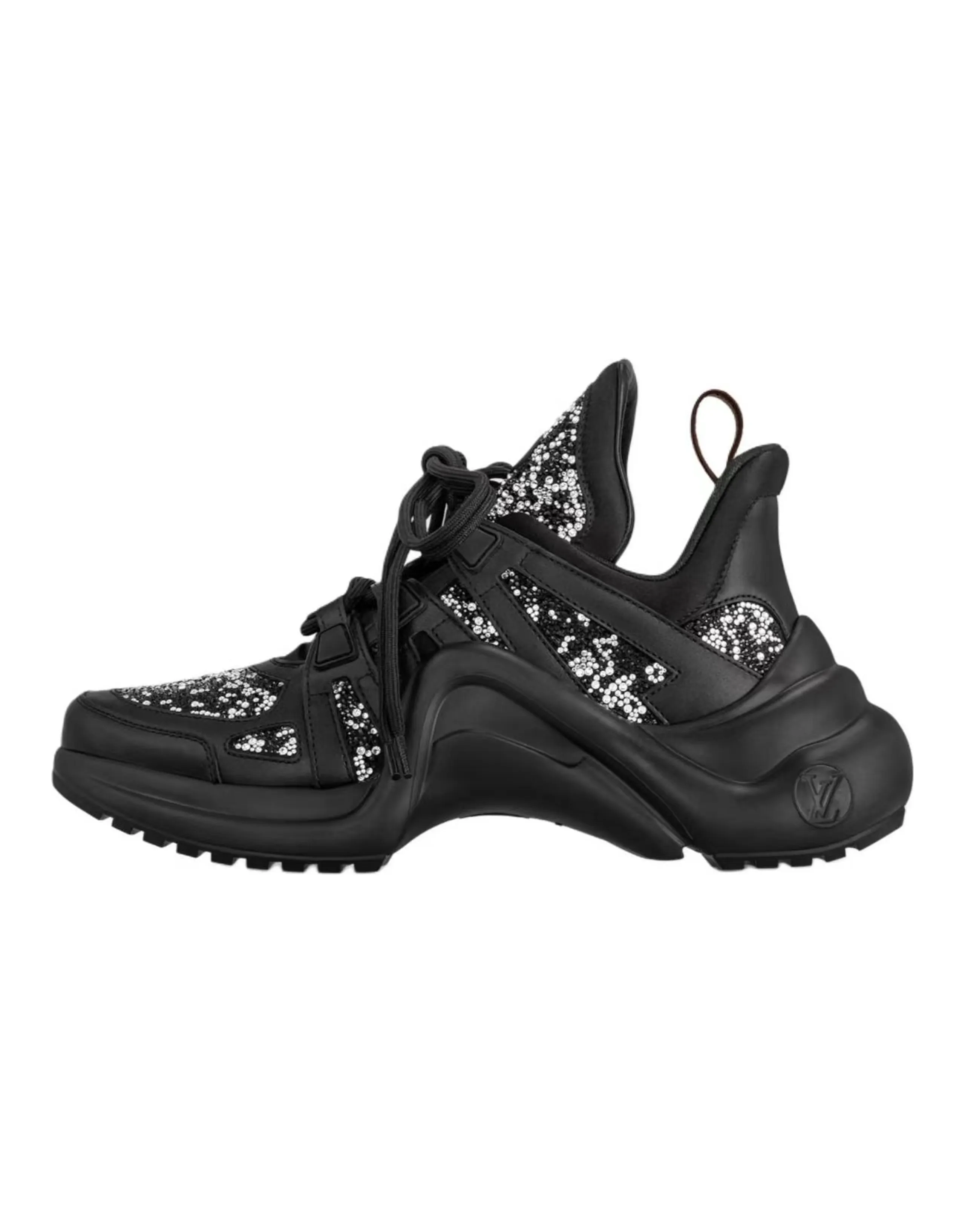 LOUIS VUITTON Archlight Leather Round-Toe Lace-Up Crystal Low-Top Dad Shoes Women's Black