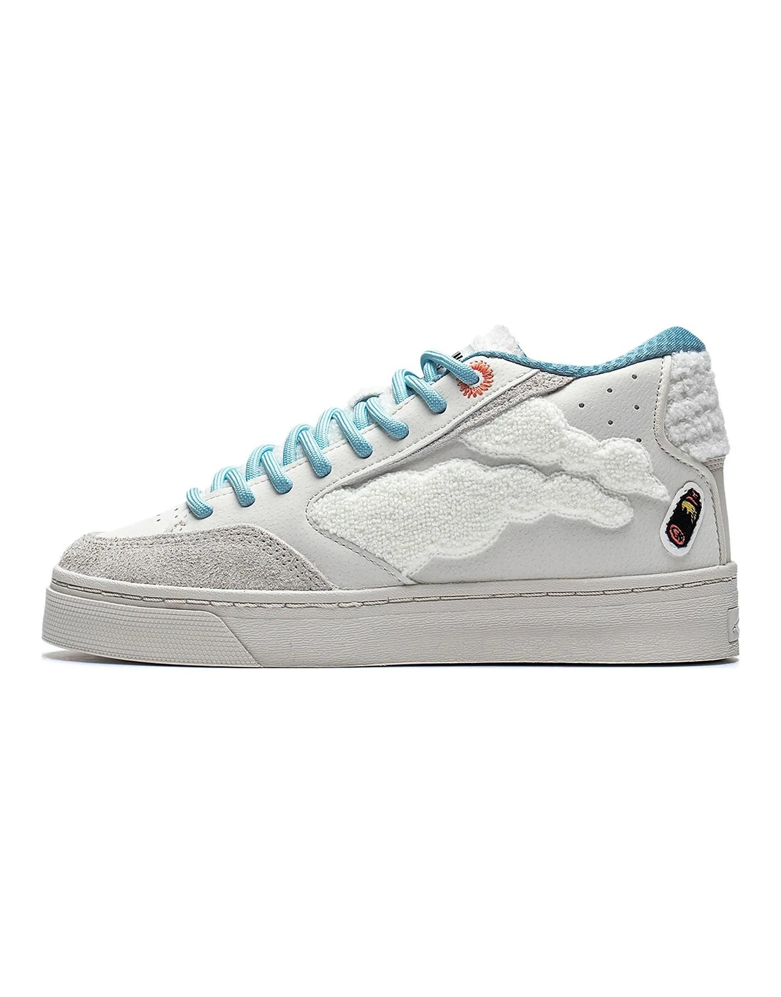 LINING Wave Skateboard Shoes Women's Mid-Top Pearl White