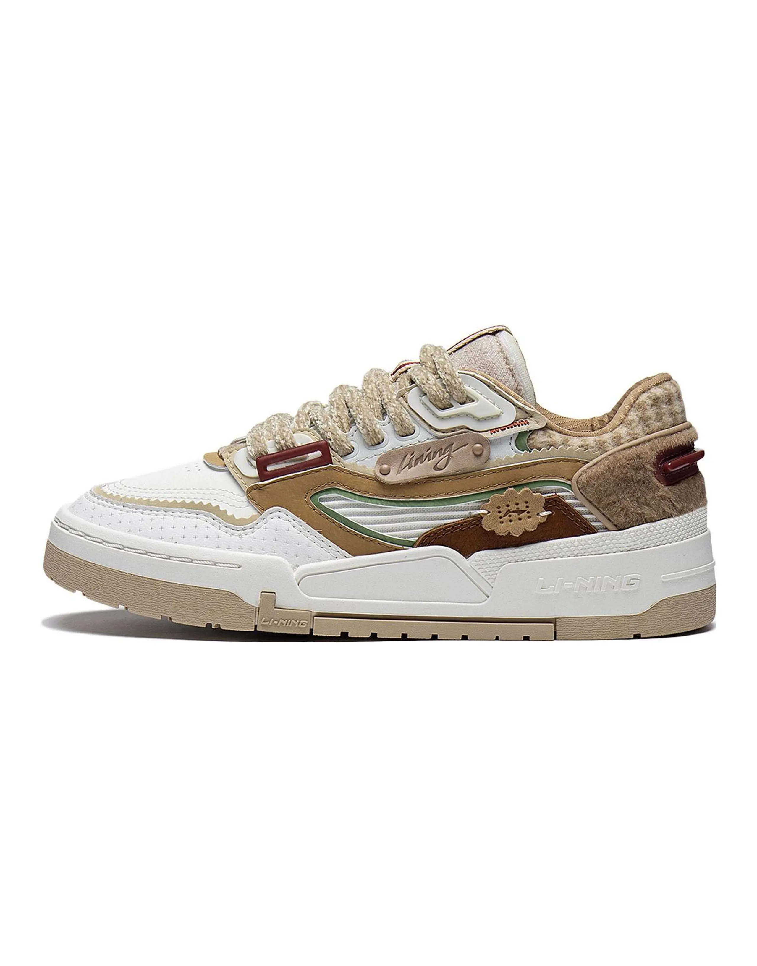 LiNing 001 BTC PRM Durable Breathable Low-Top Skateboard Shoes Women's White Umber