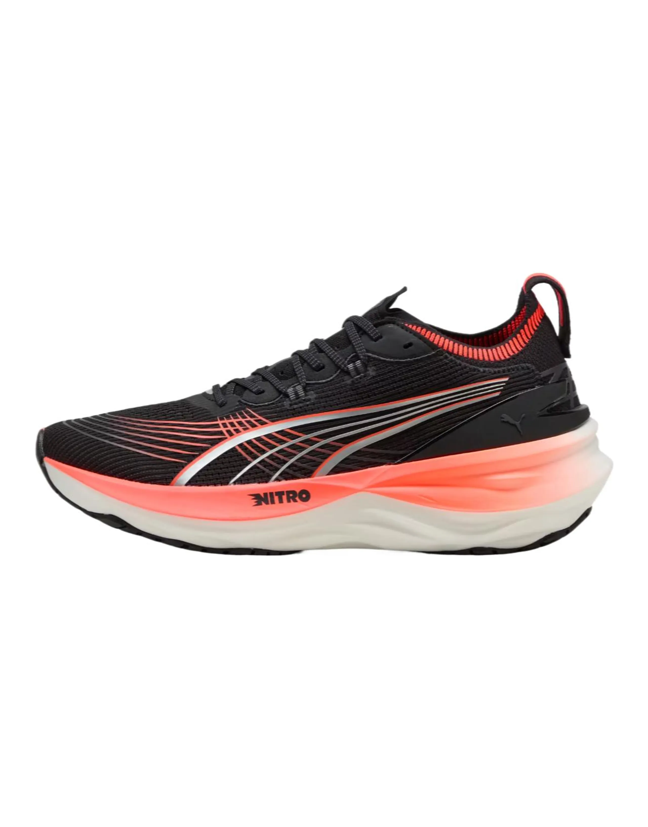 PUMA ForeverRun NITRO™ II Fashion Comfortable Casual Trendy Mid-Top Running Shoes Men's Puma Black Glowing Red
