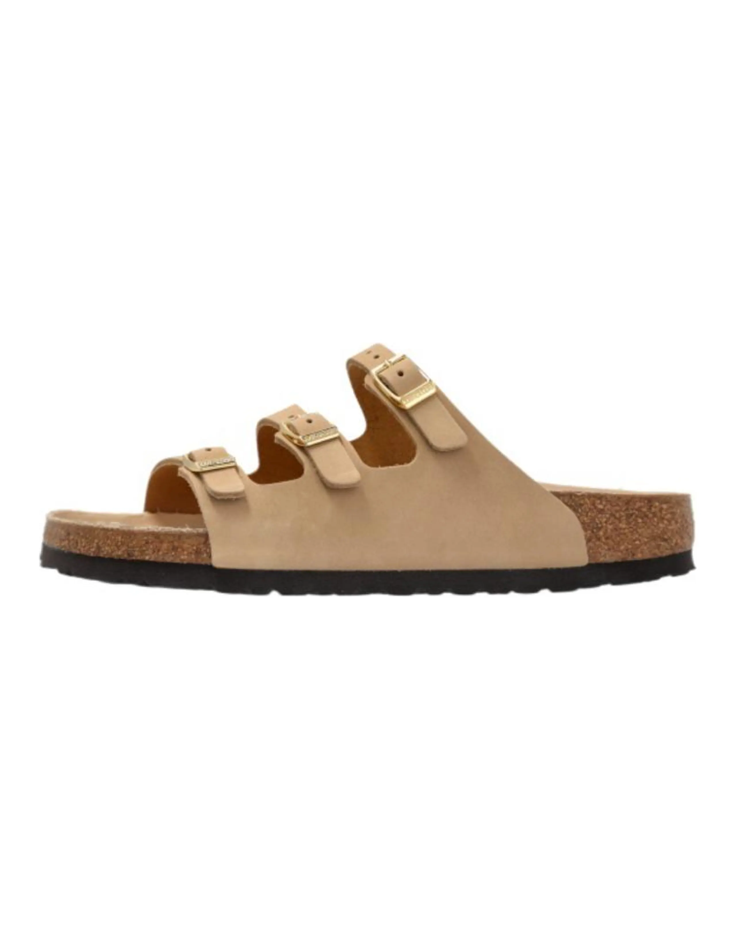 Birkenstock Florida Fashion Thick Sole Buckle EVA Slip-Resistant Slide Sandals Women's Sand Beige