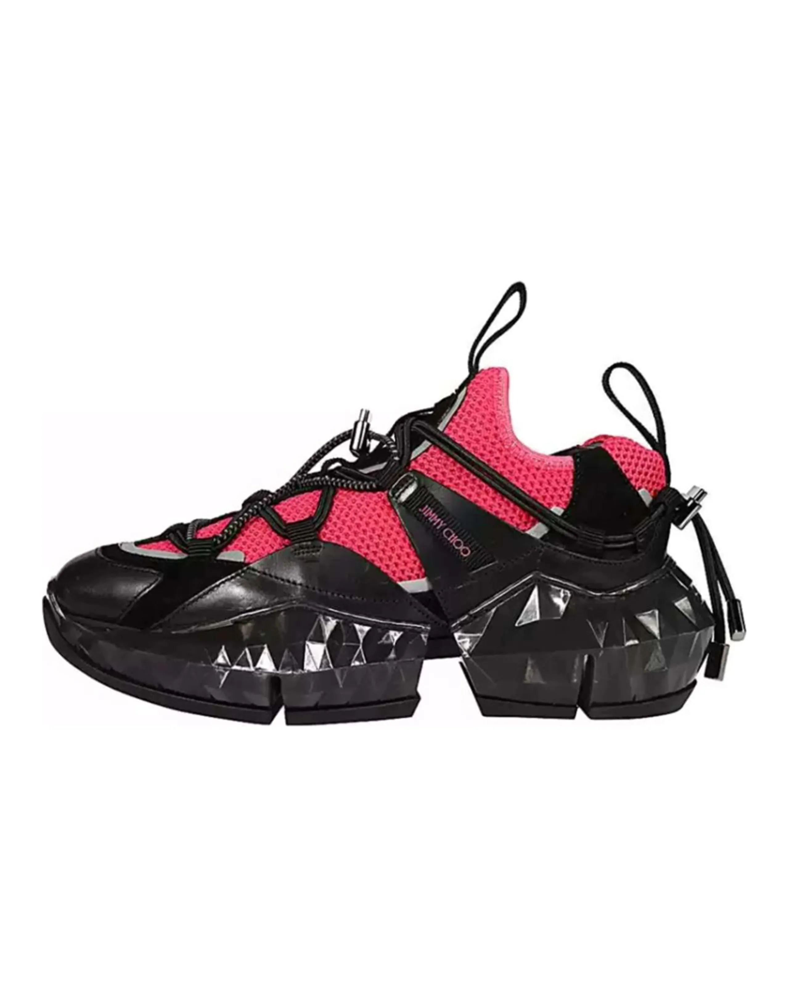 Jimmy Choo Mesh Comfortable Low-Top Casual Sneakers Women's Black Pink