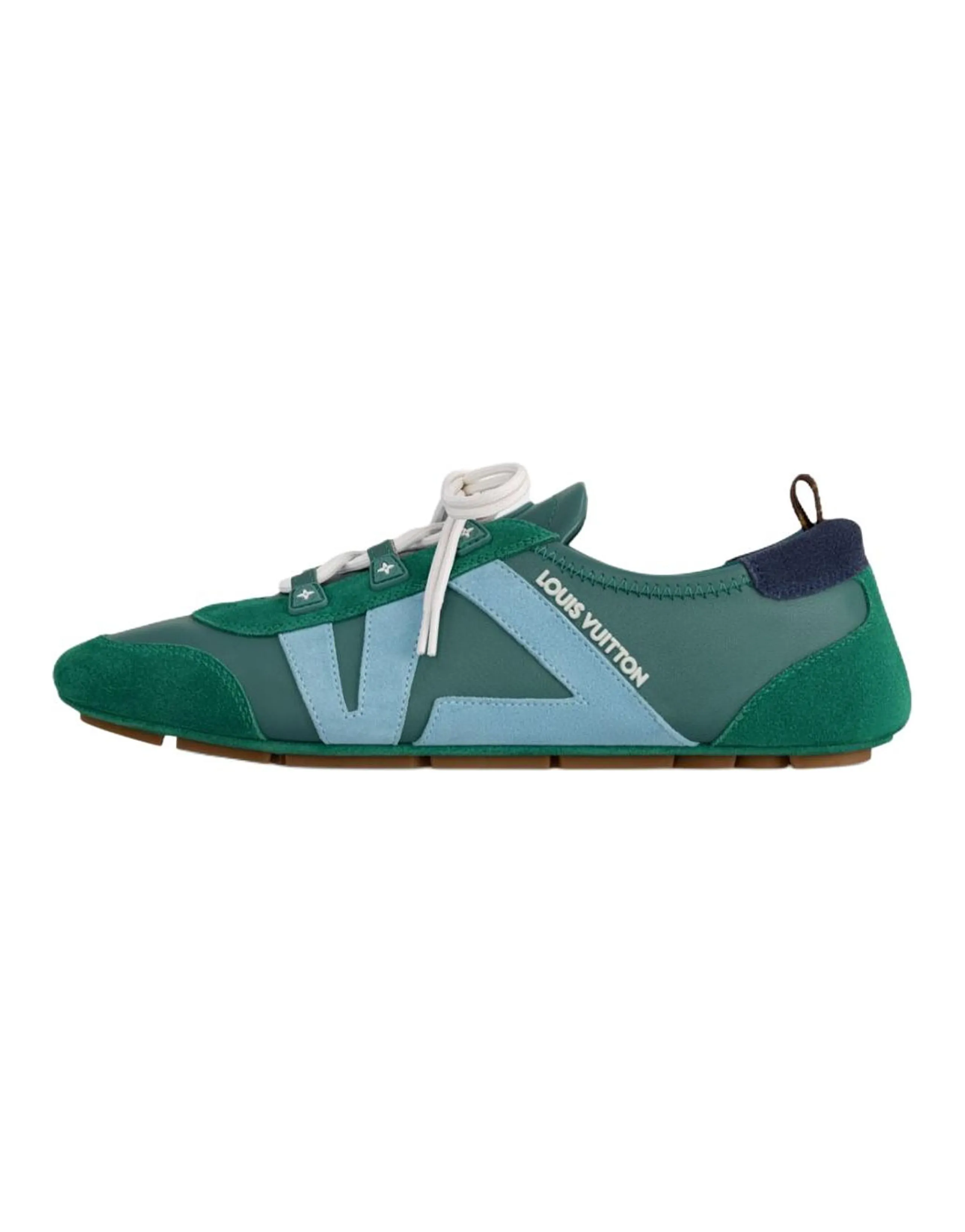 LOUIS VUITTON Sneakerina Trainer Lambskin Leather Round Toe Lace-Up Ballet Style Thin Sole Low-Top Casual Shoes Women's Green
