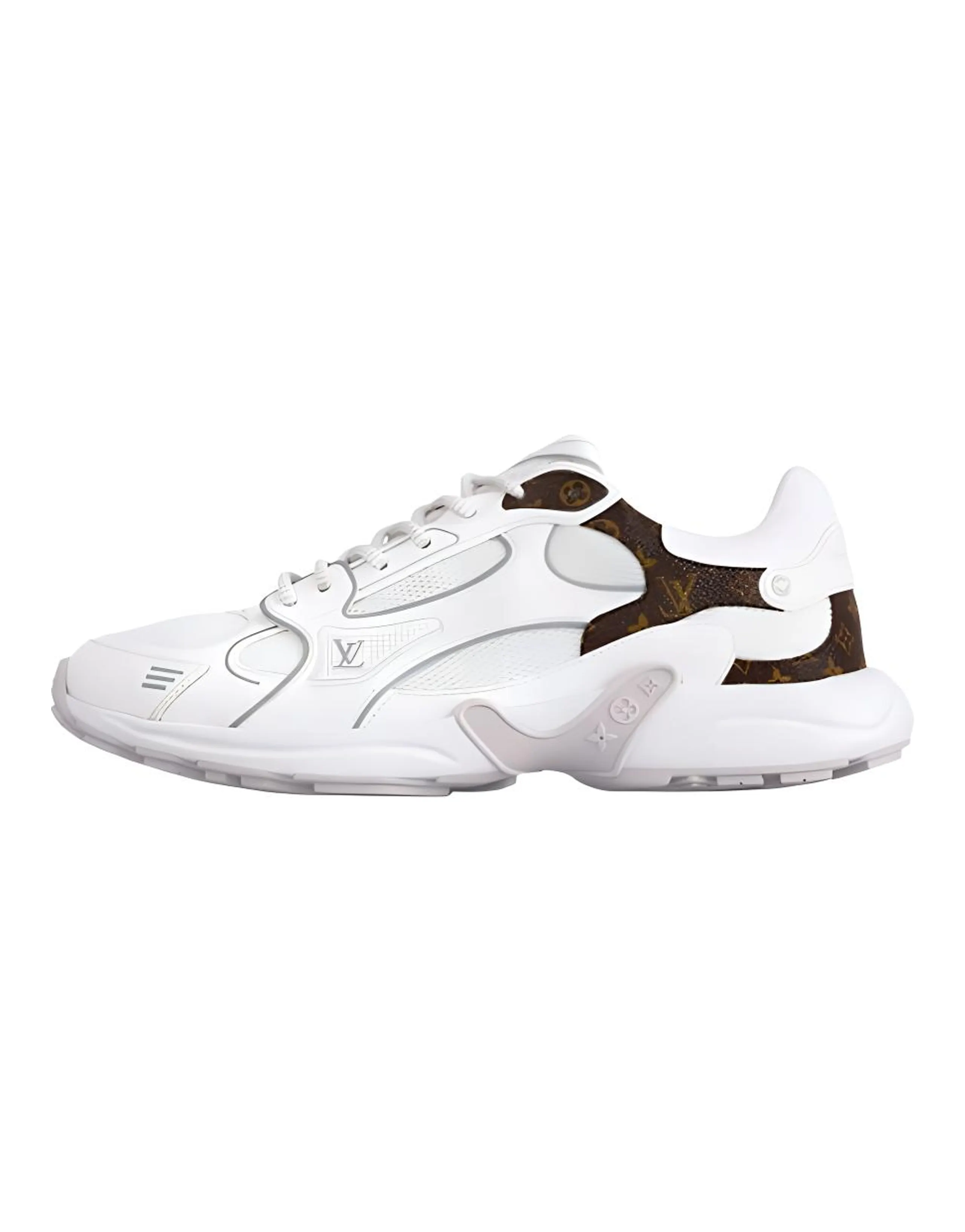 LOUIS VUITTON Olympia Leather Round Toe Lace-Up Low-Top Casual Lifestyle Shoes Women's White