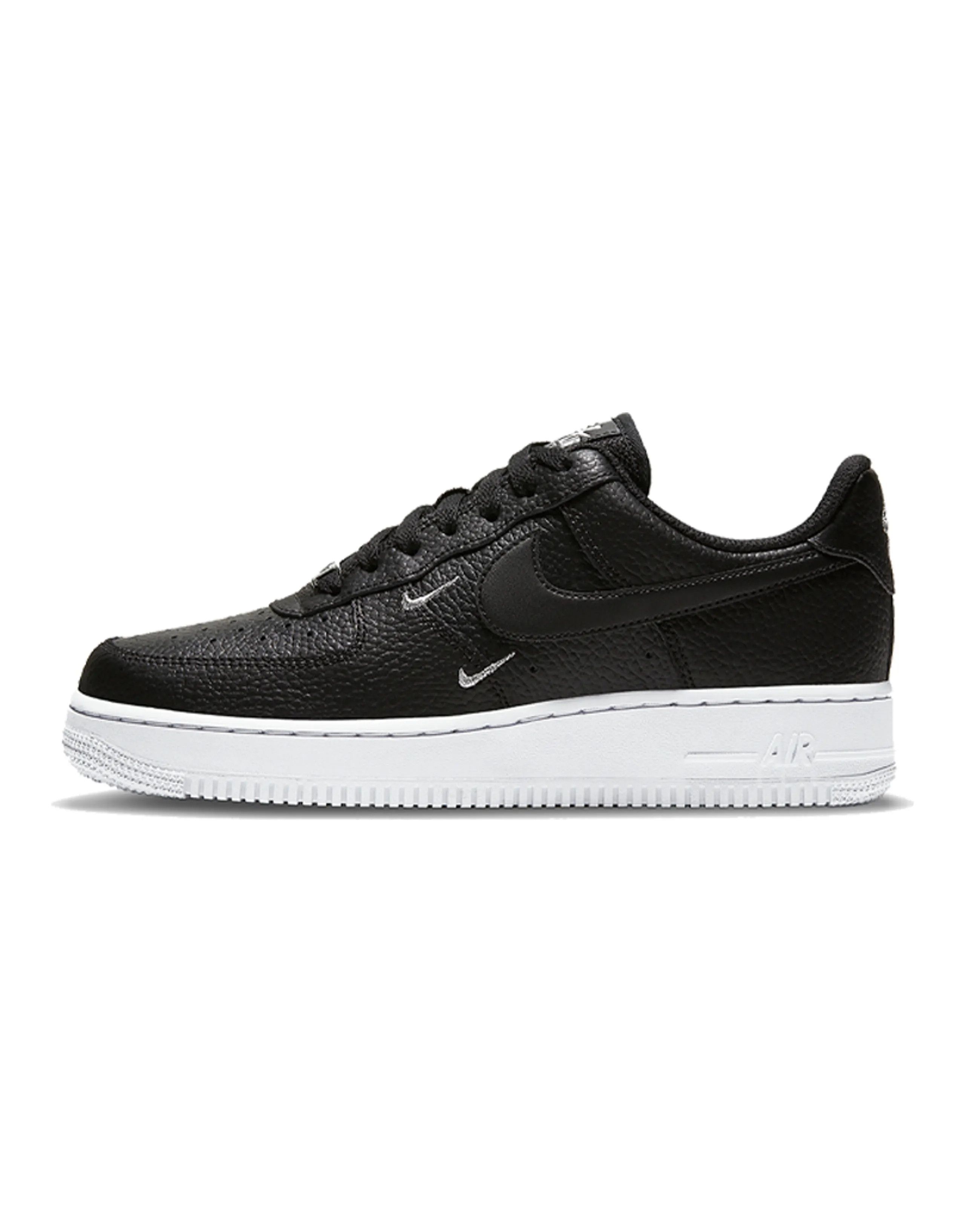 Nike Air Force 1 Low '07 Essential Black White Silver Mini Swoosh Women's