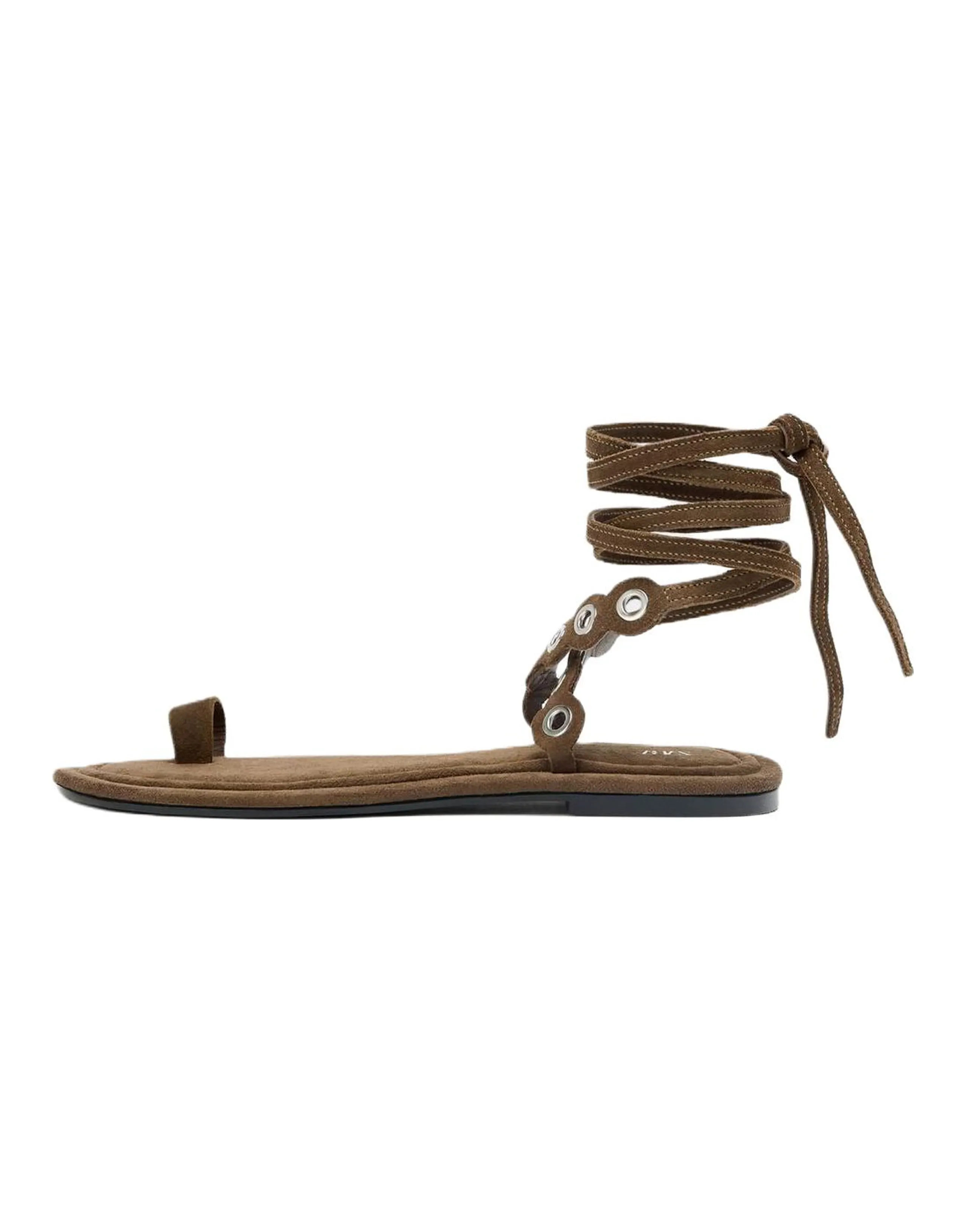 ZARA Retro Versatile Single Strap Sandals 1cm Women's Brown