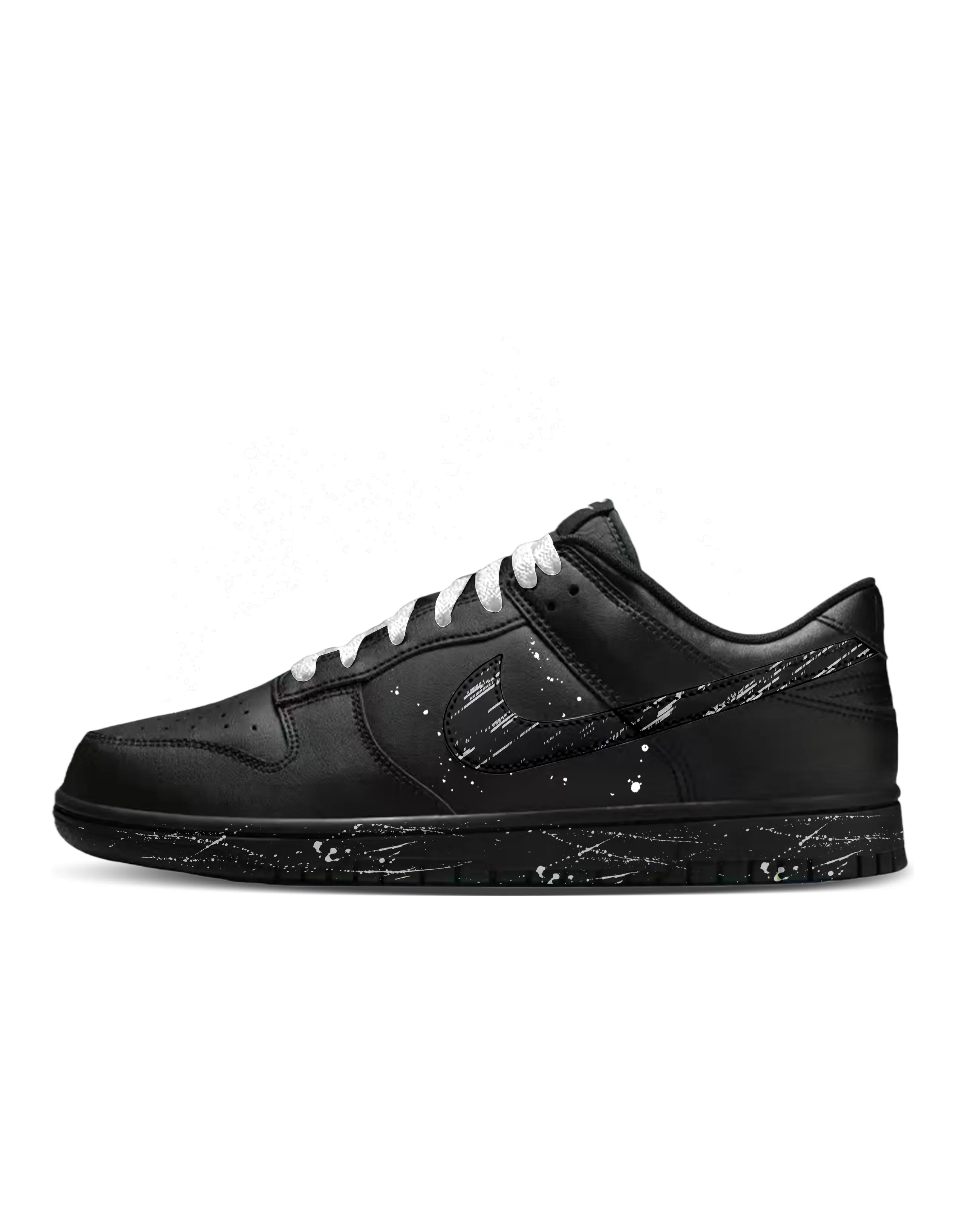 [Custom Sneakers] Nike Dunk Flash Silver Leather Simple Comfort Trendy Versatile Wear-Resistant Low-Top Sneakers Unisex Black