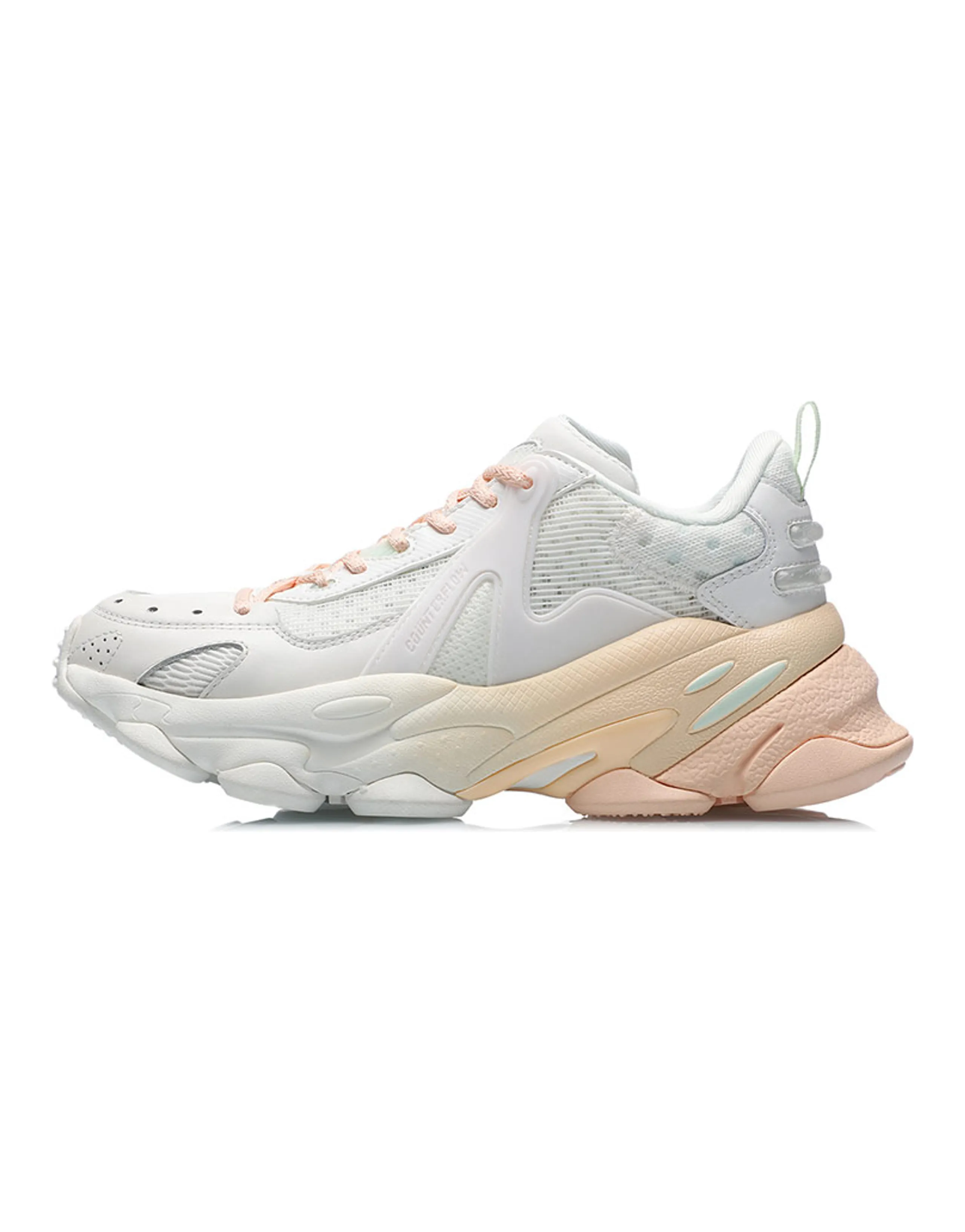 LiNing CF Cushioned Anti-Slip Wear-Resistant Breathable Lightweight Low-Top Athletic Shoes Women's White Orange