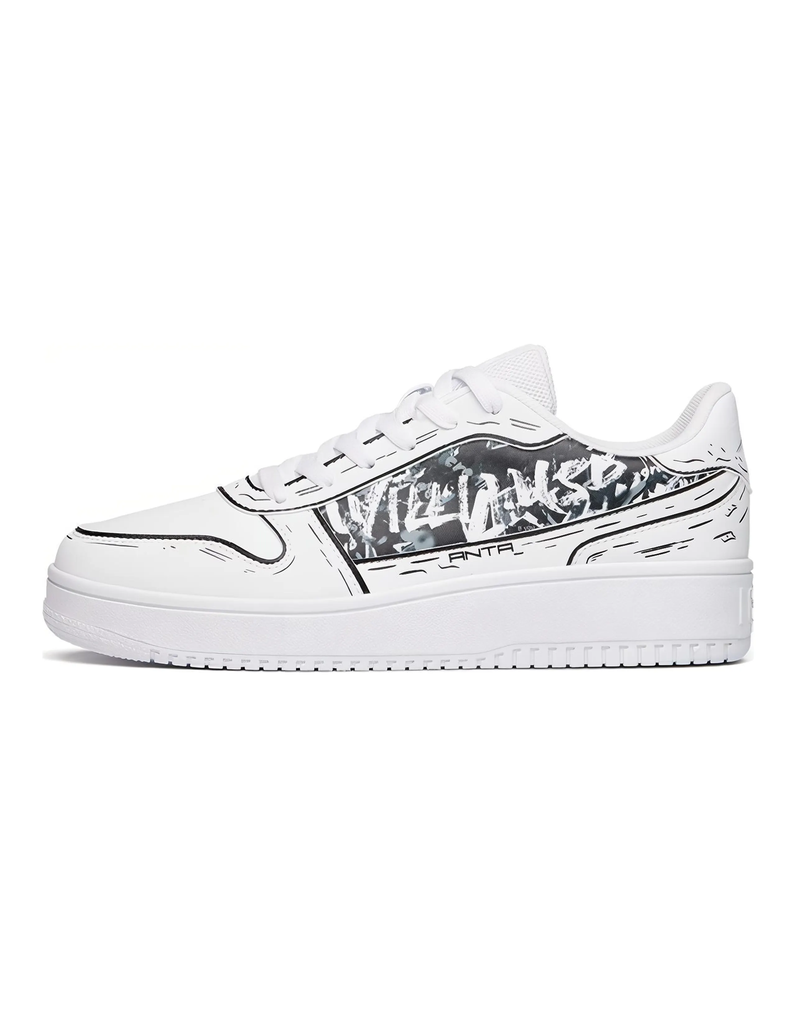 Stash x Anta Synthetic Leather Casual Warm Insulation Anti-Slip Low-Top Skate Shoes Men's White/Black