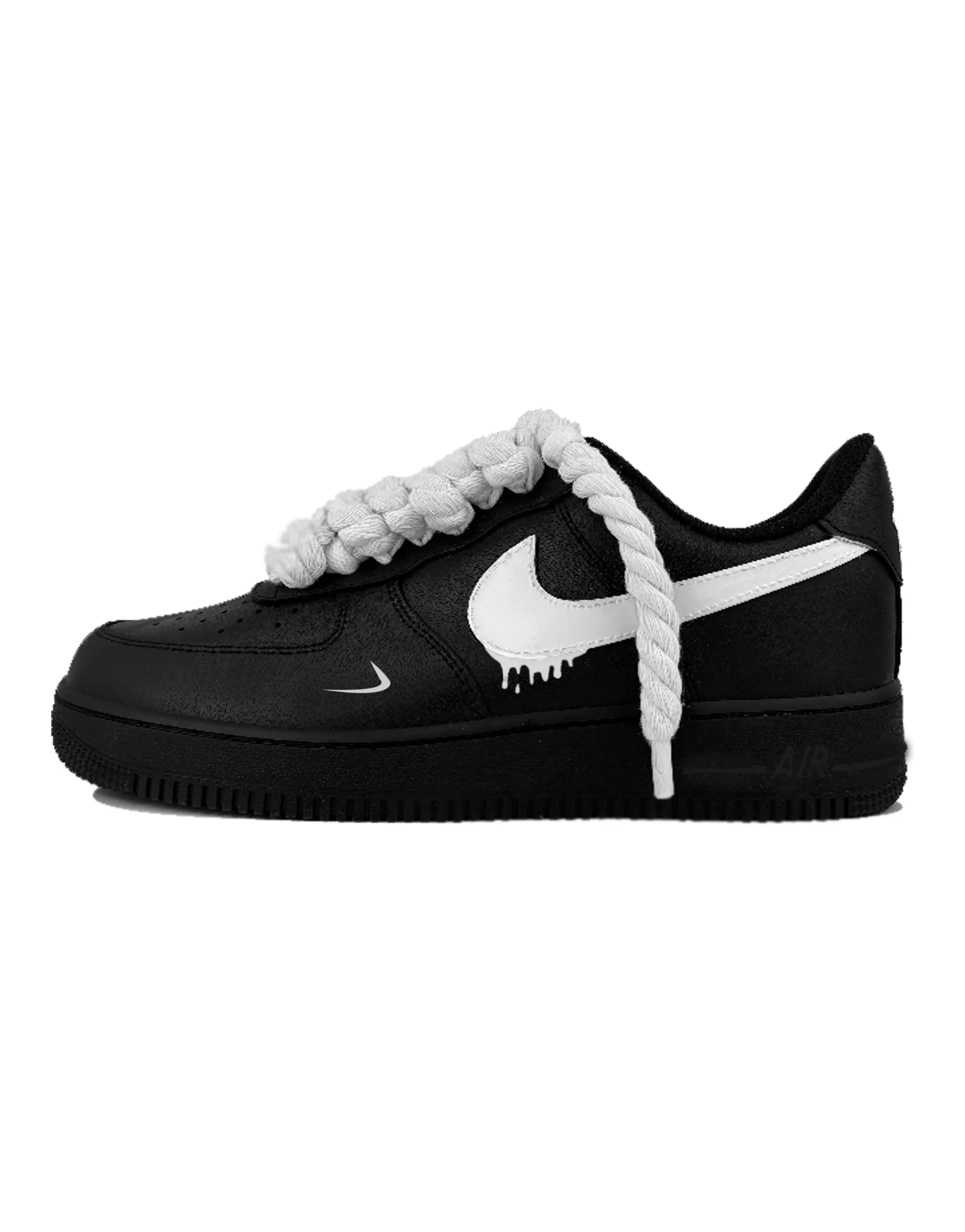 Nike Custom Air Force 1 'Happy Twist' Hemp Rope Low-Top Skate Shoes Unisex Black White