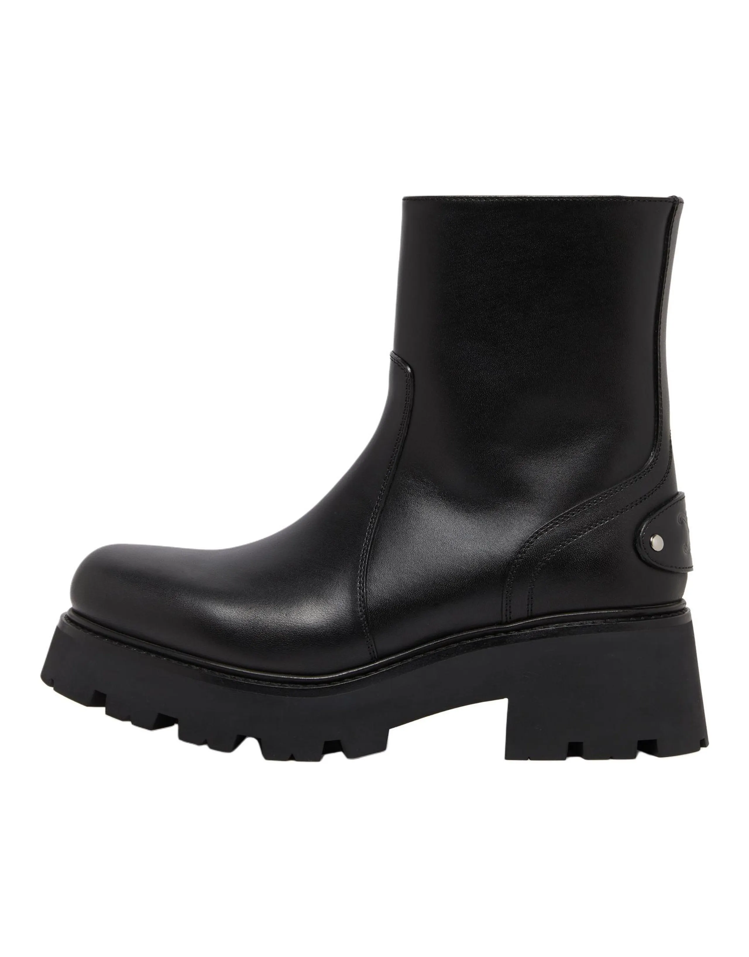 CELINE Triomphe Calfskin Round-Toe Zip Ankle Boots Women's Black