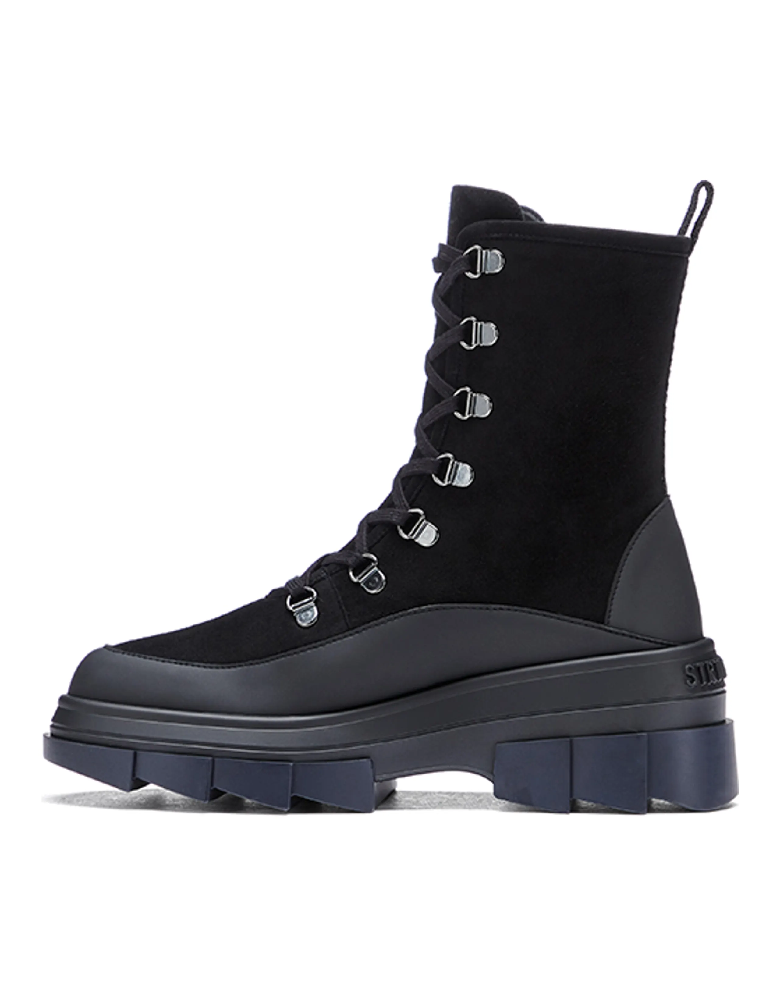 Stuart Weitzman Noho Bootie Leather Suede Rubber Short Boots Women's Black