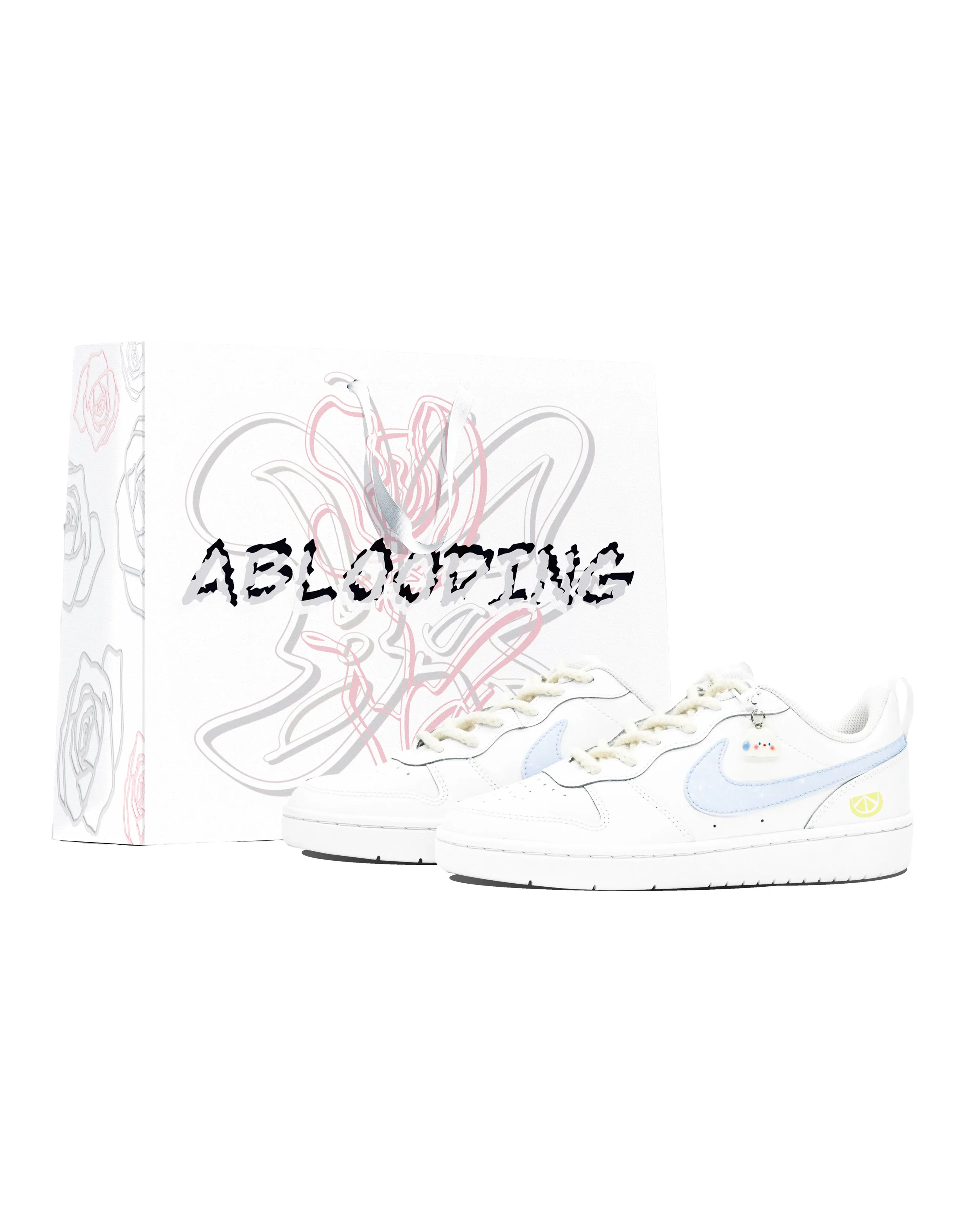 Nike Court Borough Skateboard Shoes Women's Low-Top Yellow Blue/White