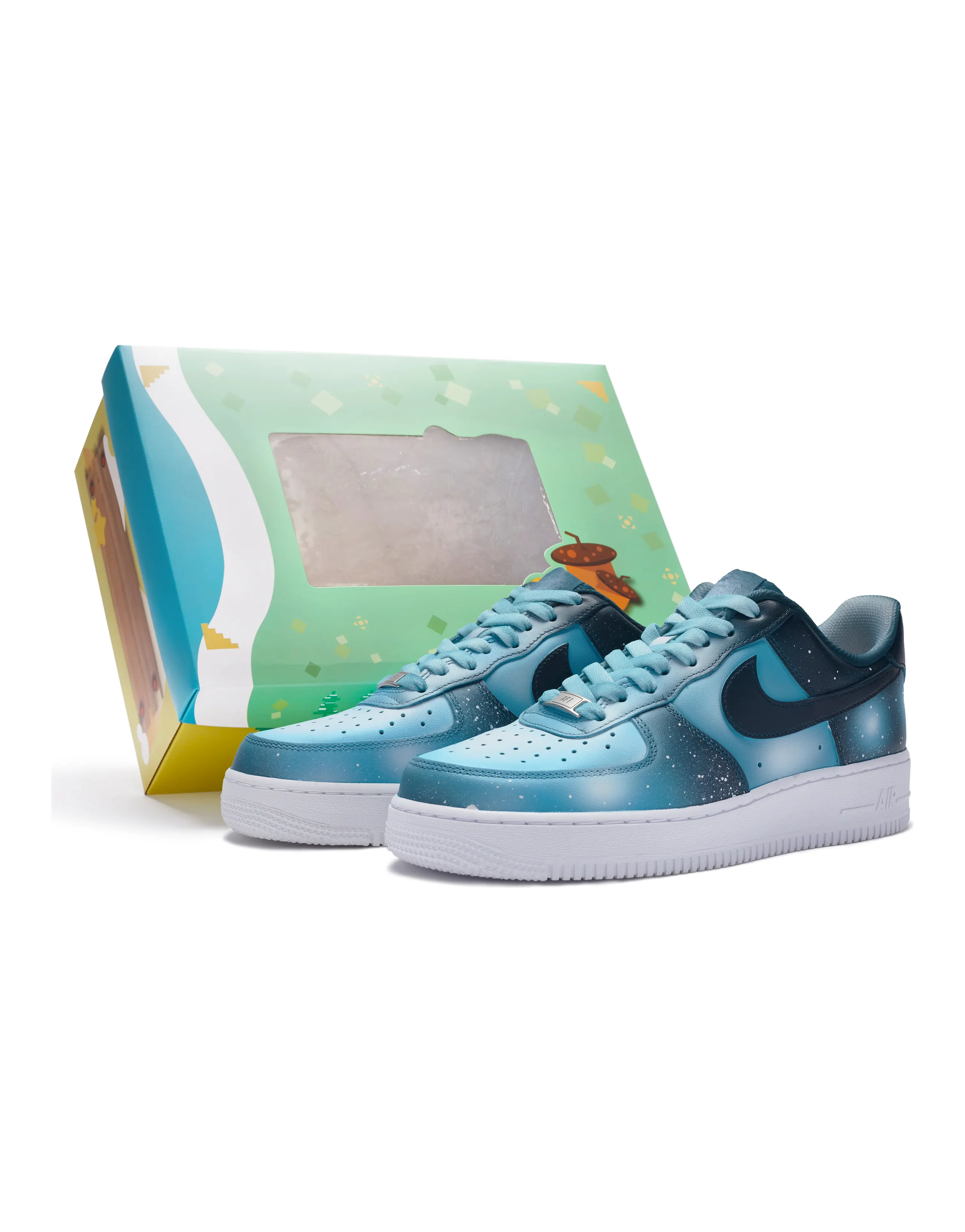 Nike Air Force 1 Low 811 Manufacturing, Galaxy, Special Shoe Box Low Top Skateboard Shoes Men's Blue White