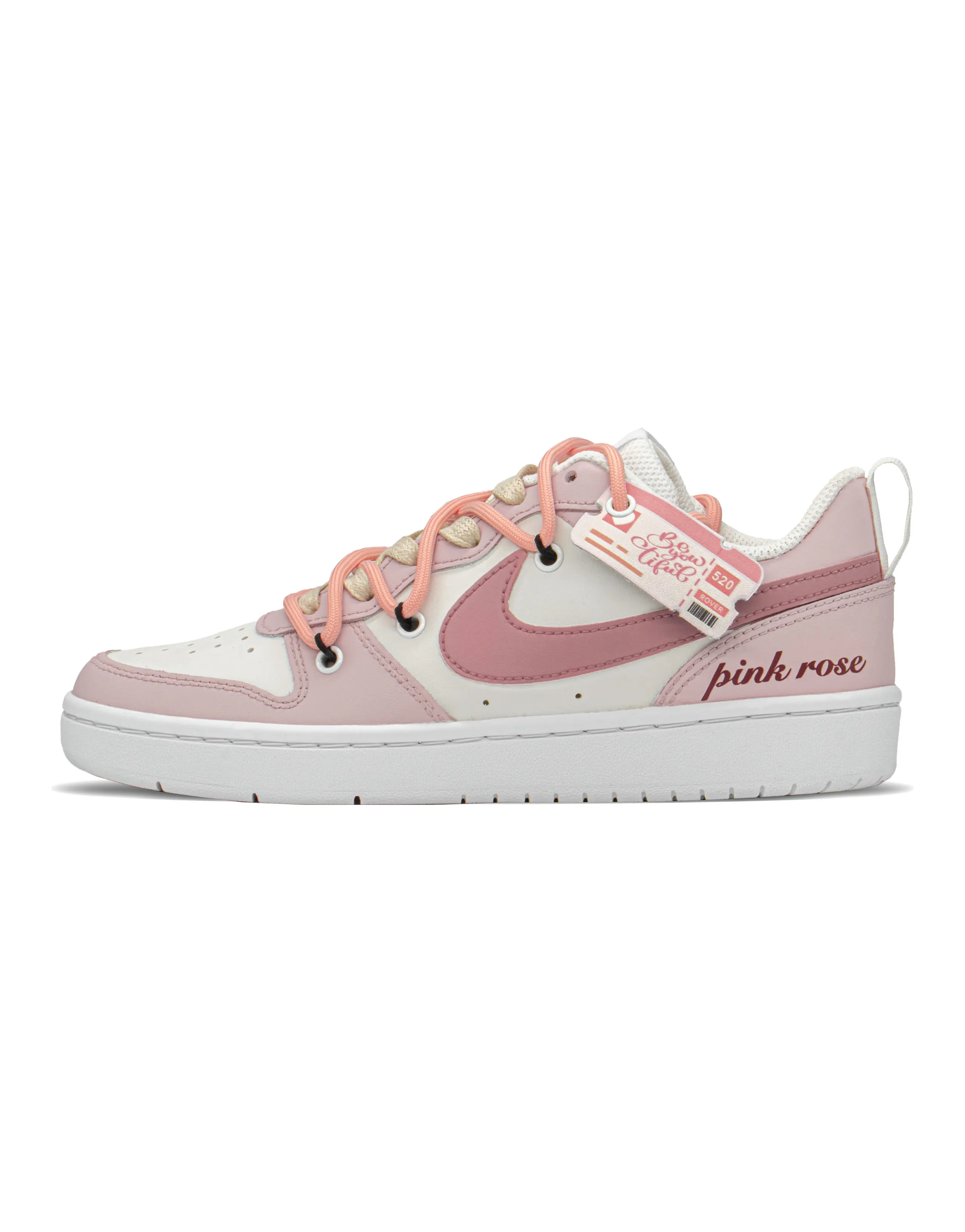 Nike Court Borough Low Top Skateboard Shoes GS Pink Beige