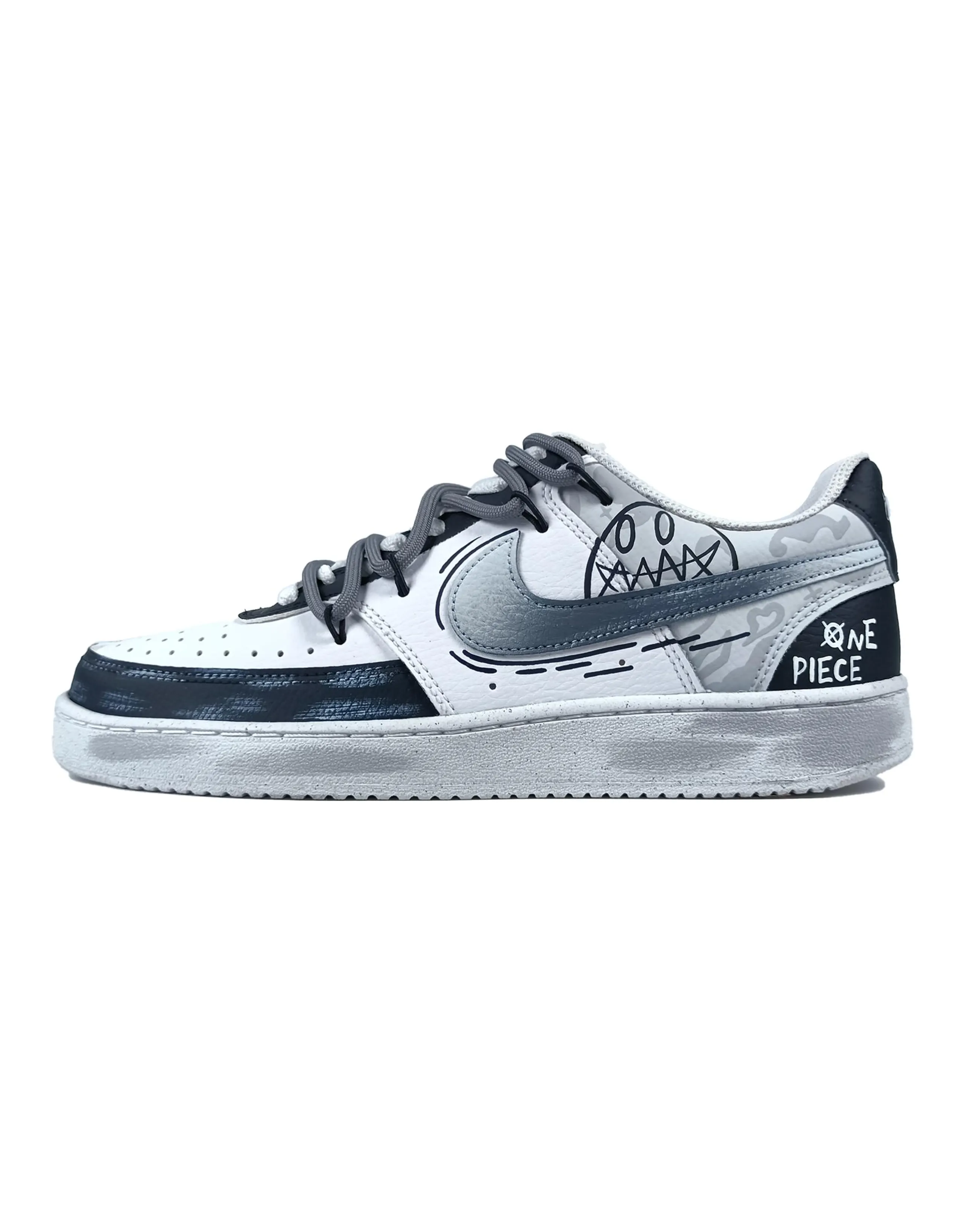 Nike Court Vision 1 Graffiti Planet Anti-Slip Wear-Resistant Low-Top Skateboard Shoes Unisex Black White