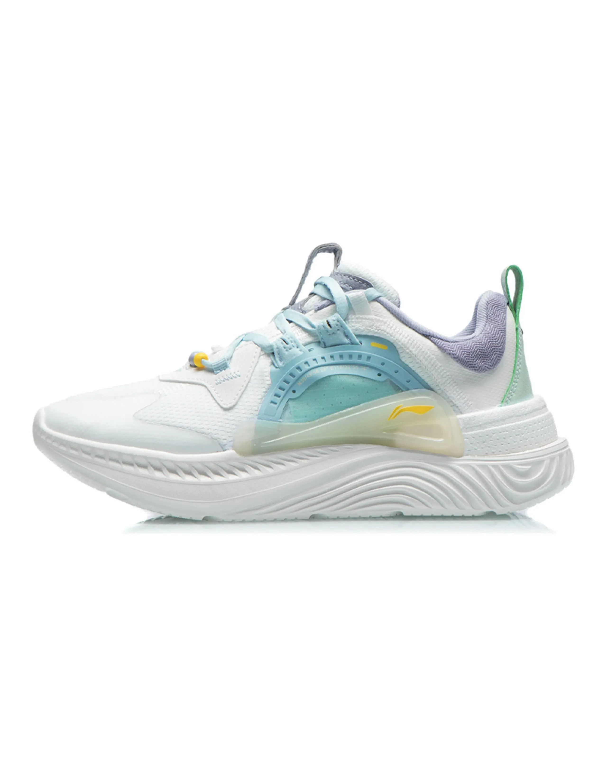 LINING Spark Casual Shoes Women's Low-Top Mist White/Light Belly Blue/Water Ripple Green