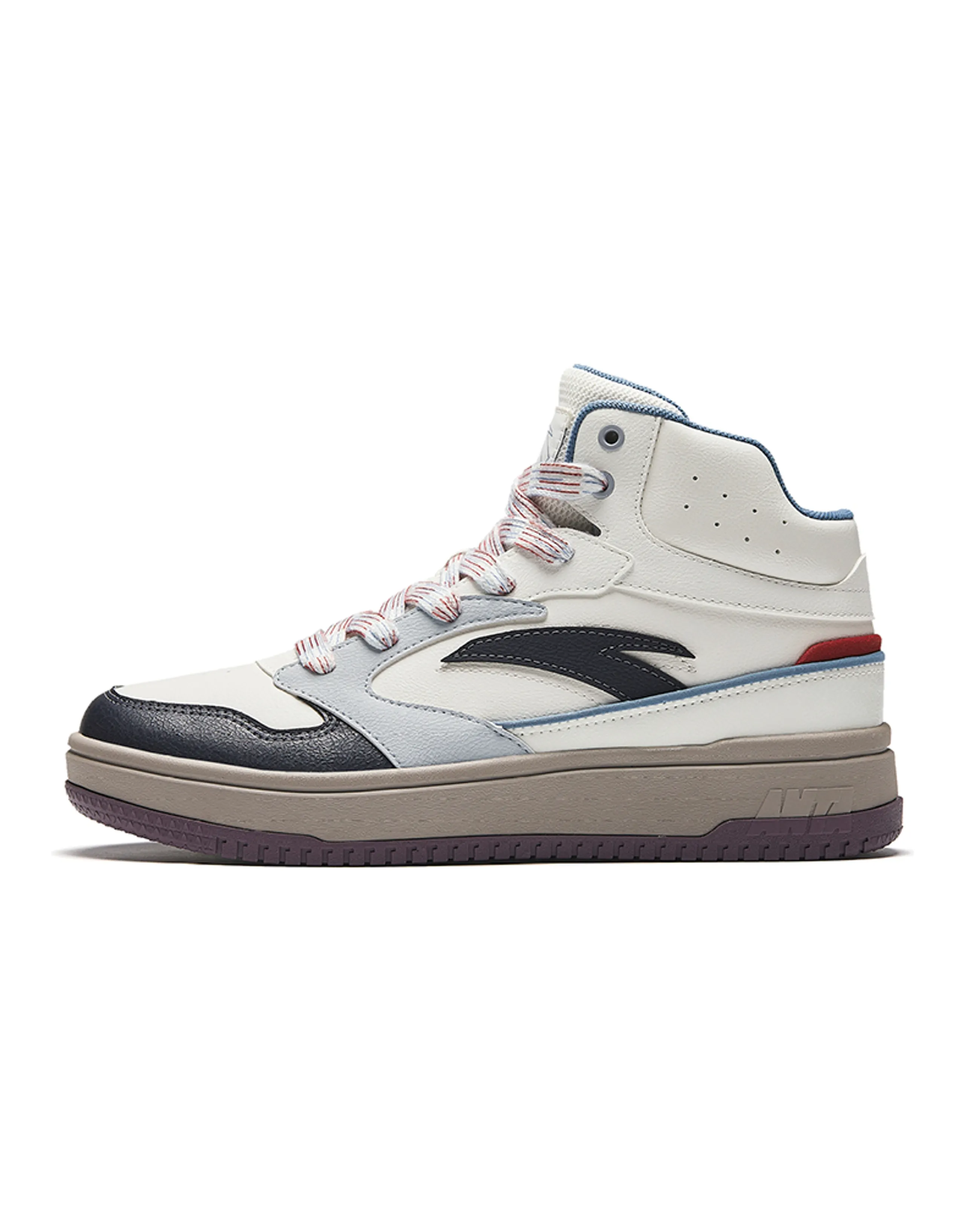 ANTA Life Collection Skateboard Shoes Men Mid-Top Ivory/Graphite Gray/Snowy Grey