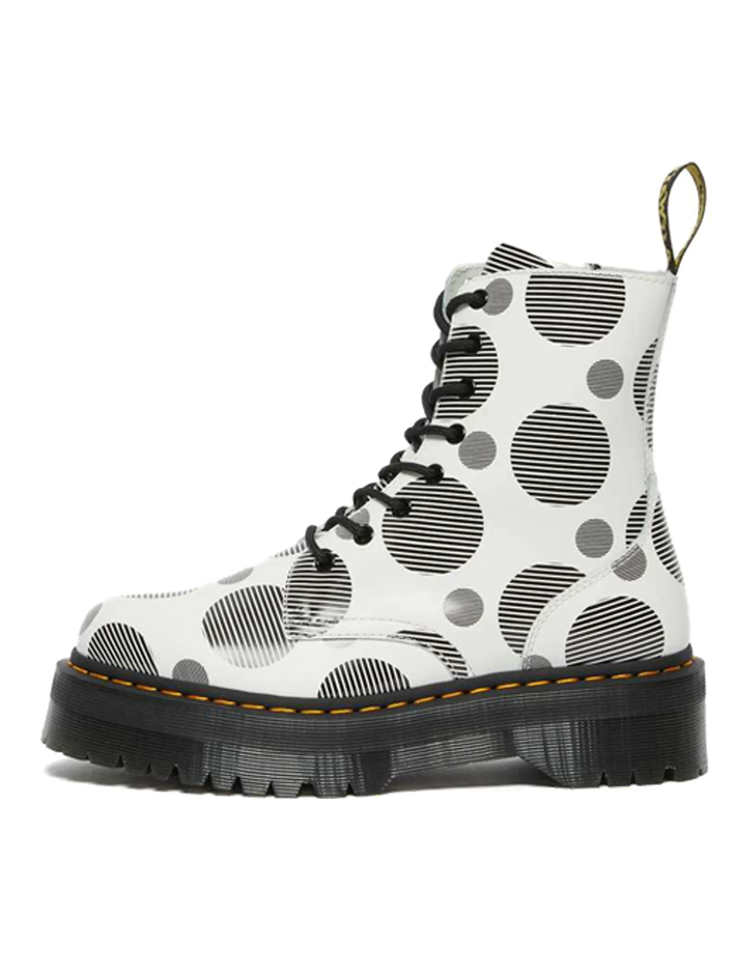 Dr.Martens Jadon Polka Dot Smooth Leather Platform Boots 'White Black' Women's