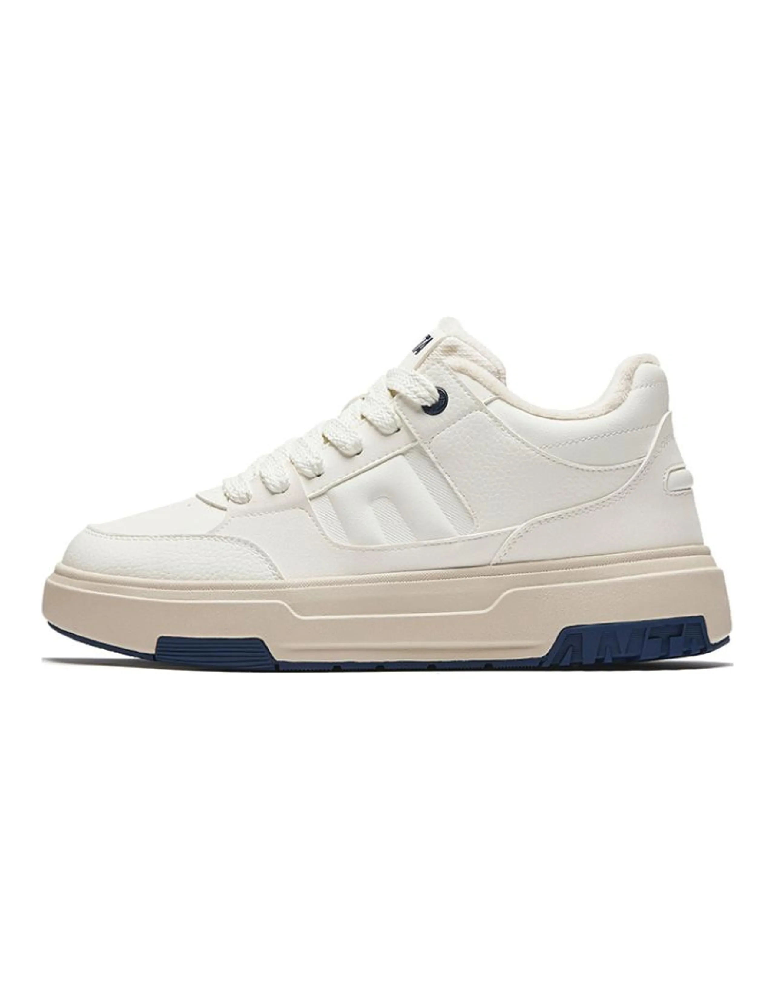 Anta Slip-Resistant Warm Mid-Top Skateboard Shoes Men's White Blue
