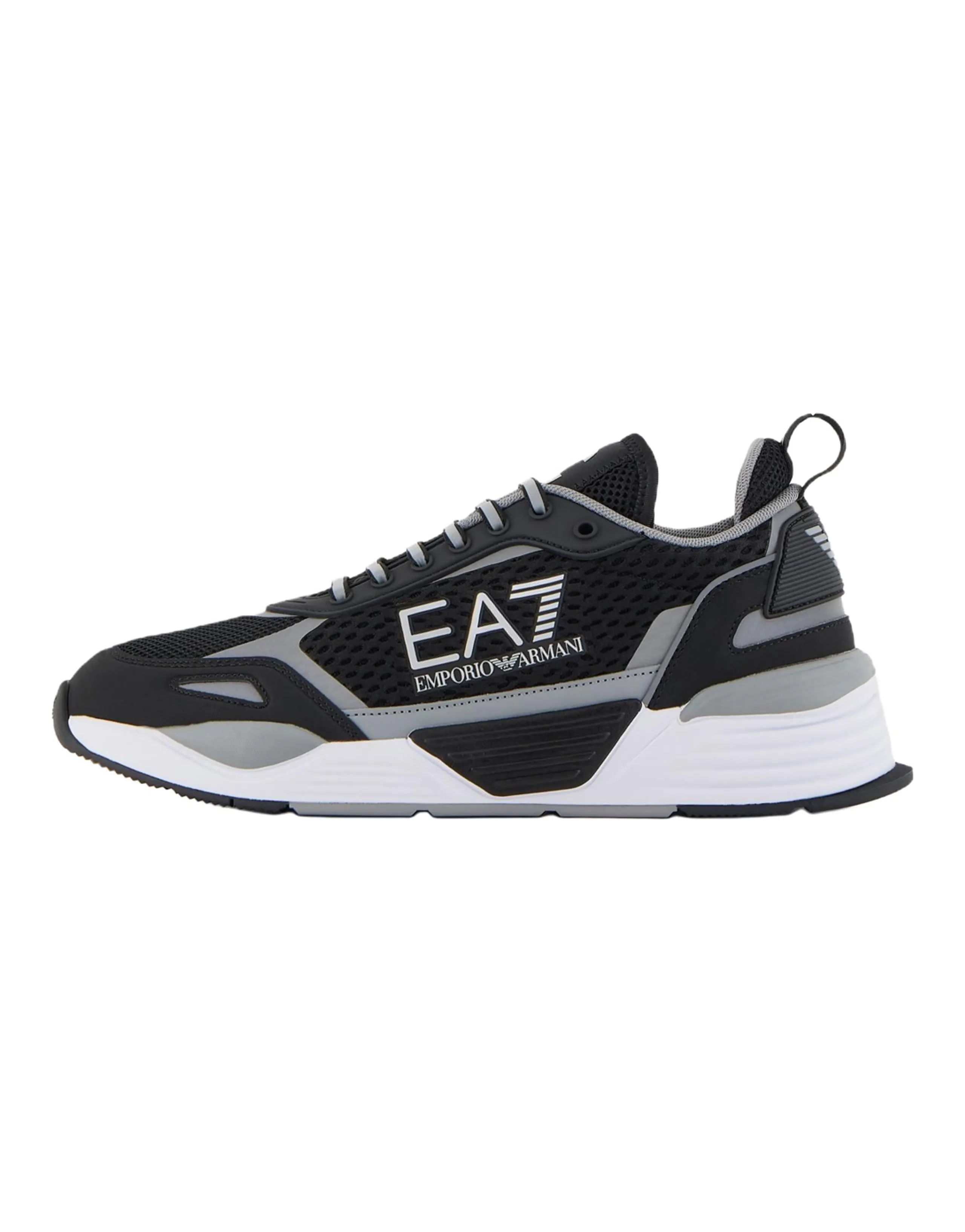EMPORIO ARMANI EA7 Ace Round Toe Lace-Up Mesh Low-Top Casual Shoes Unisex Black