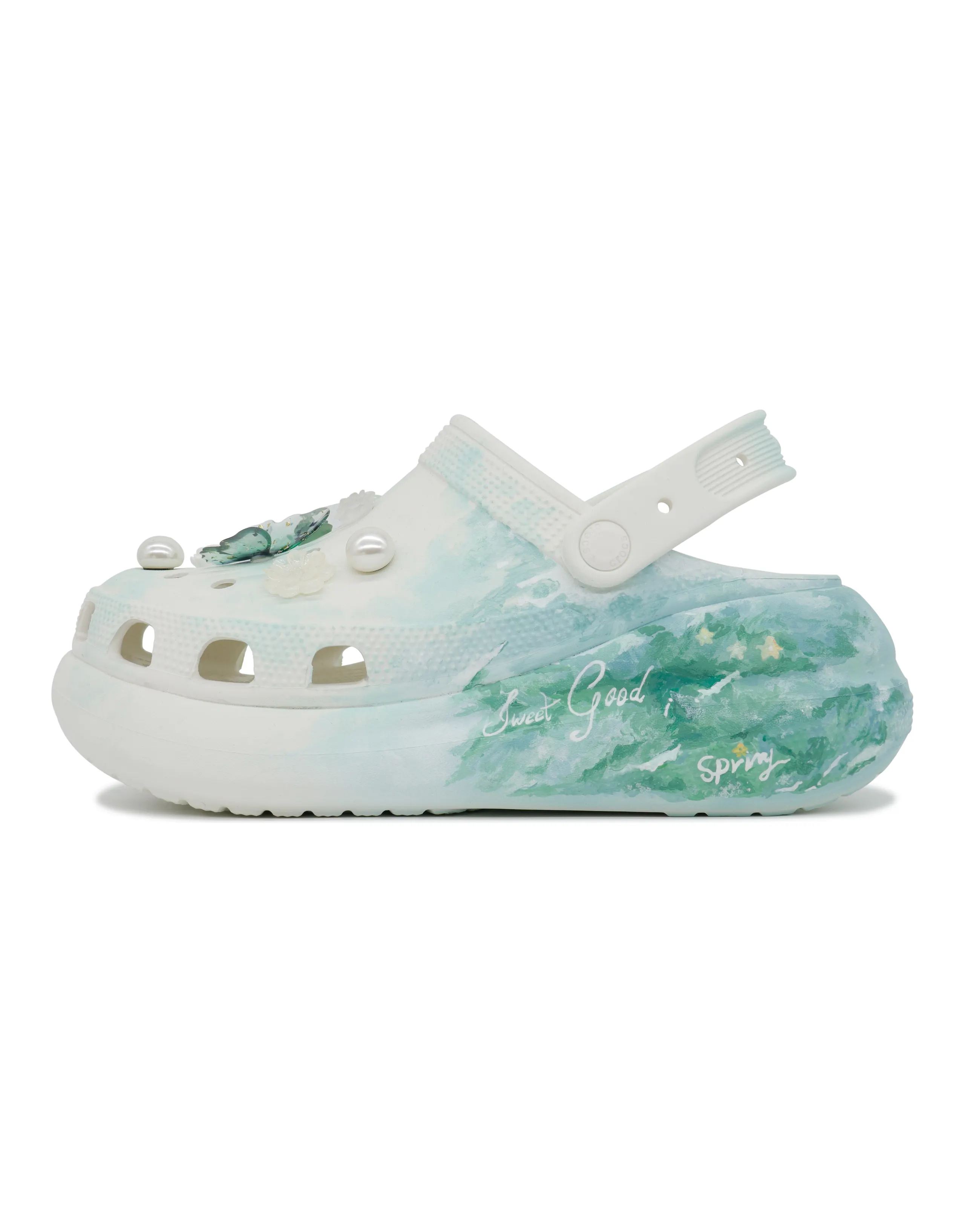 Crocs Classic Clog Nine-in-One Manufacturing Annie Forest Clogs Unisex Green White