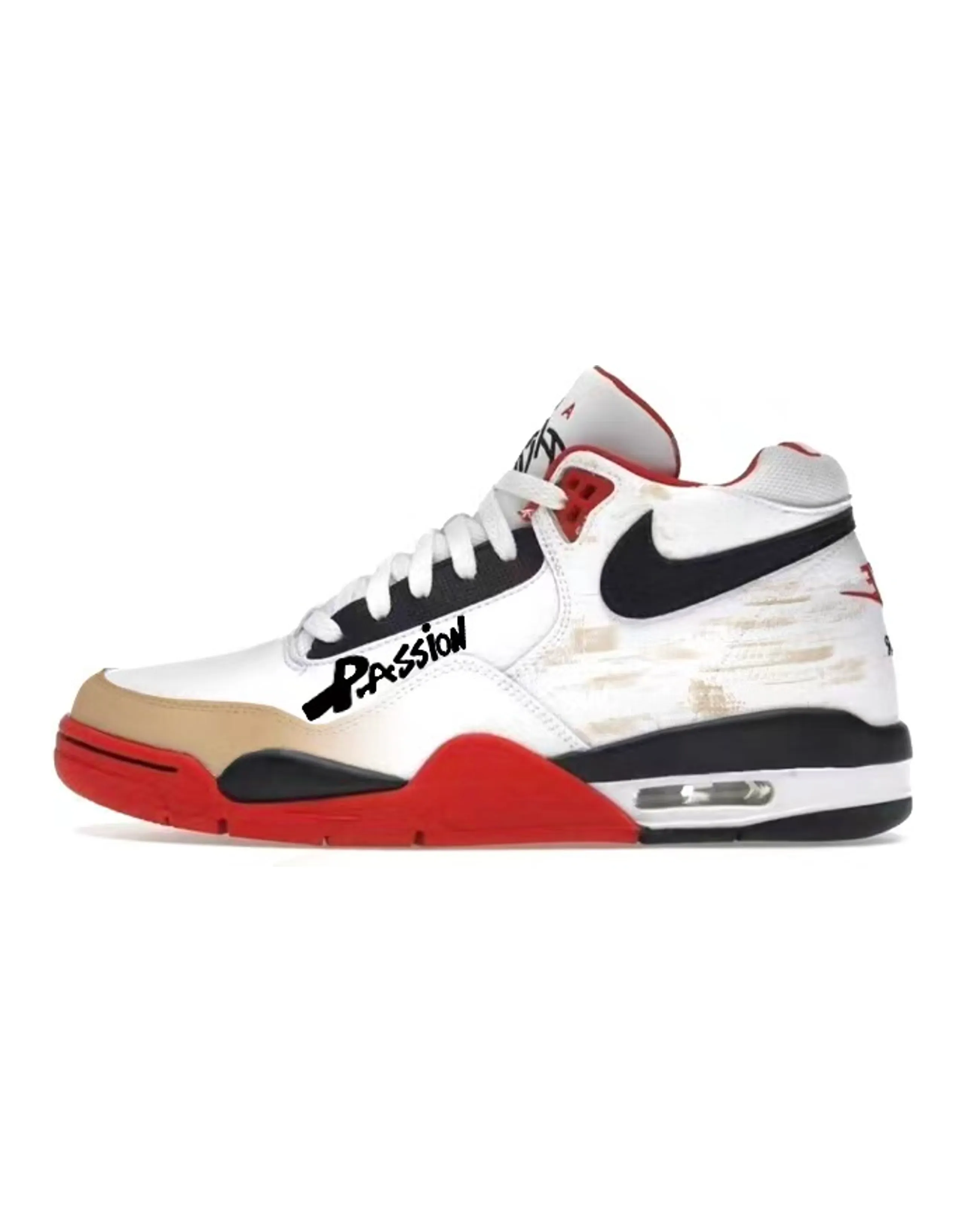 Custom SneakersNike Flight Legacy Red Flame Mist Classic Mid-Top Retro Basketball Shoes Unisex