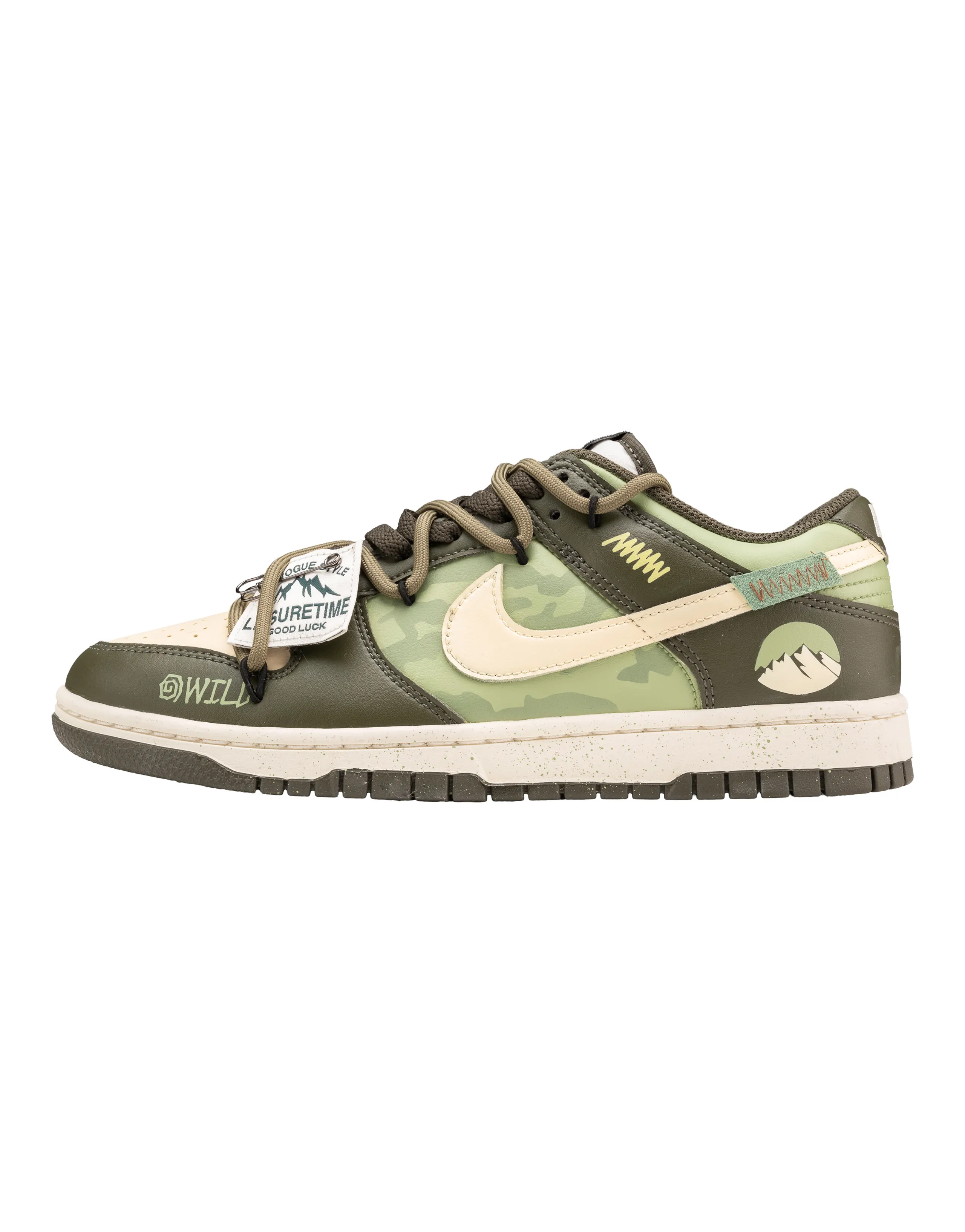 [Custom] Nike Dunk Low-Top Sneakers Military Green