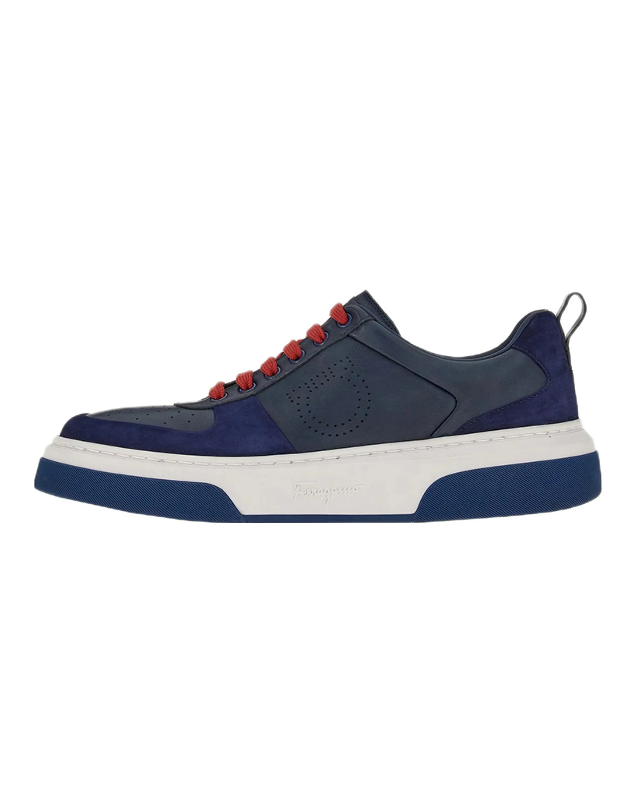 FERRAGAMO Leather Low-Top Sneakers Men's Blue
