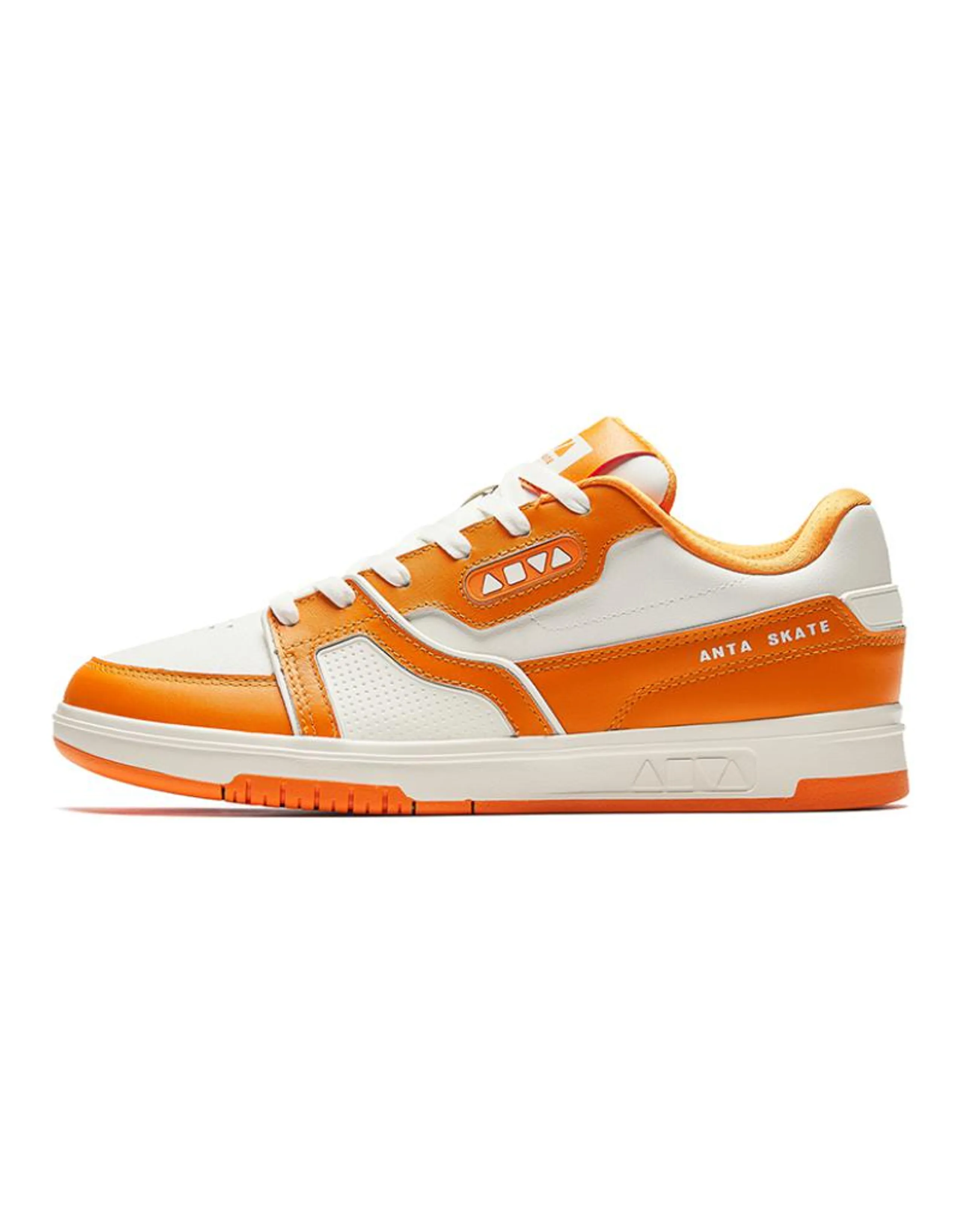 Anta Cushioning Wear-Resistant Low-Top Skateboard Shoes Men's White Orange