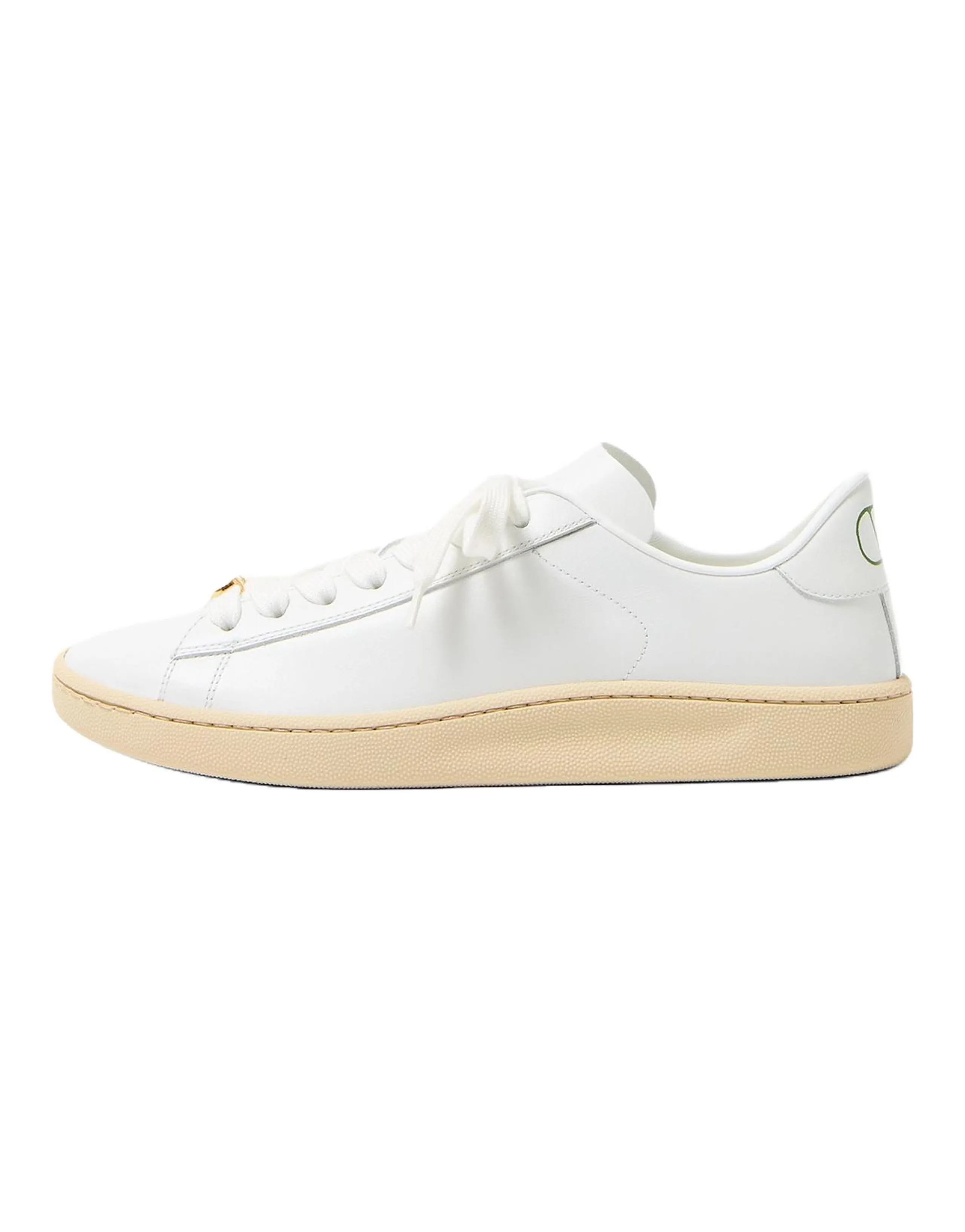 Valentino Royco Calfskin Round Toe Lace-Up Low-Top Sneakers Men's White