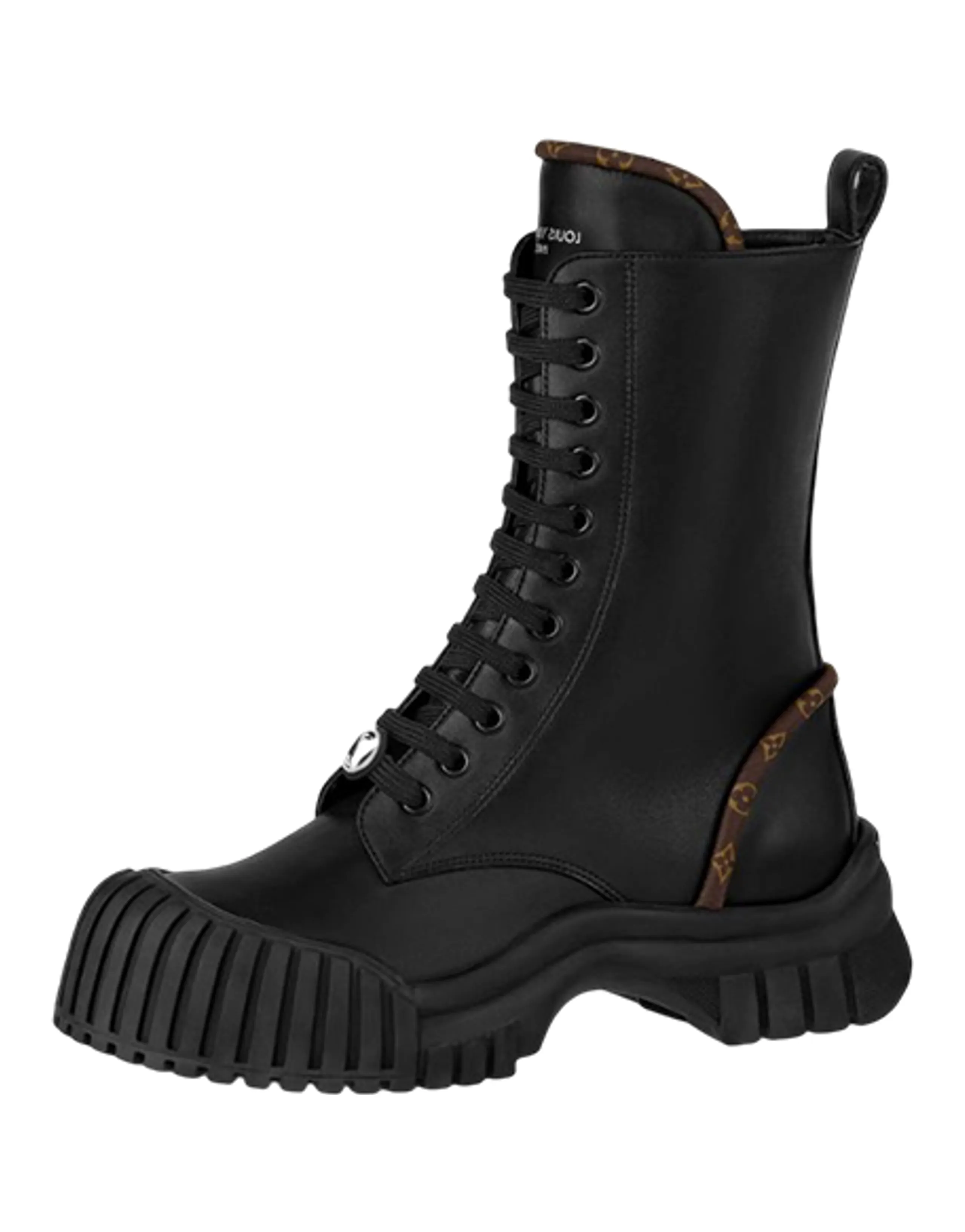 LOUIS VUITTON Lv Circle Ruby Flat Ranger Boots 'Black With Brown Monogram' Women's