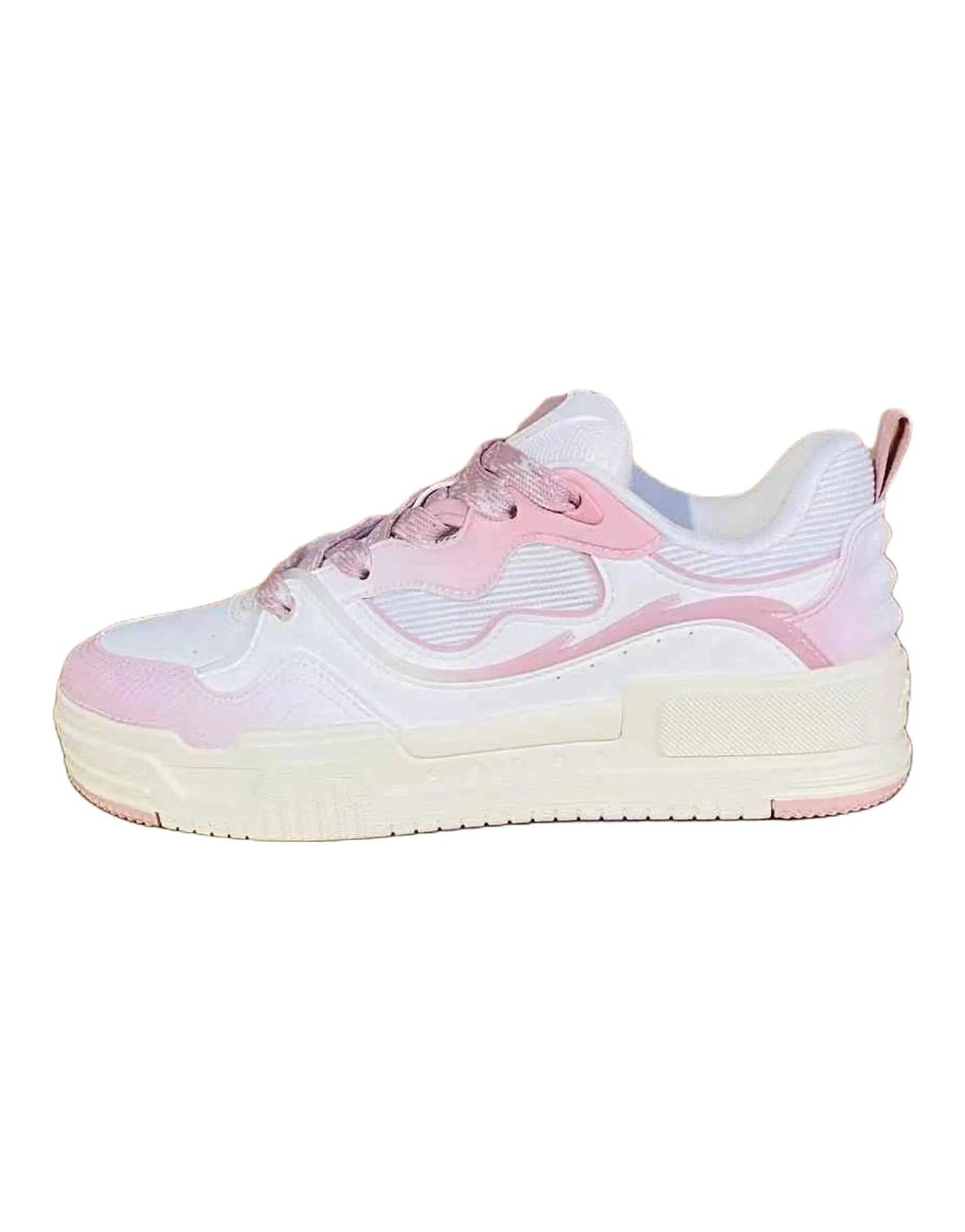 Anta Women's Casual Comfort Cushioned Wear-Resistant Low-Top Skate Shoes White Pink