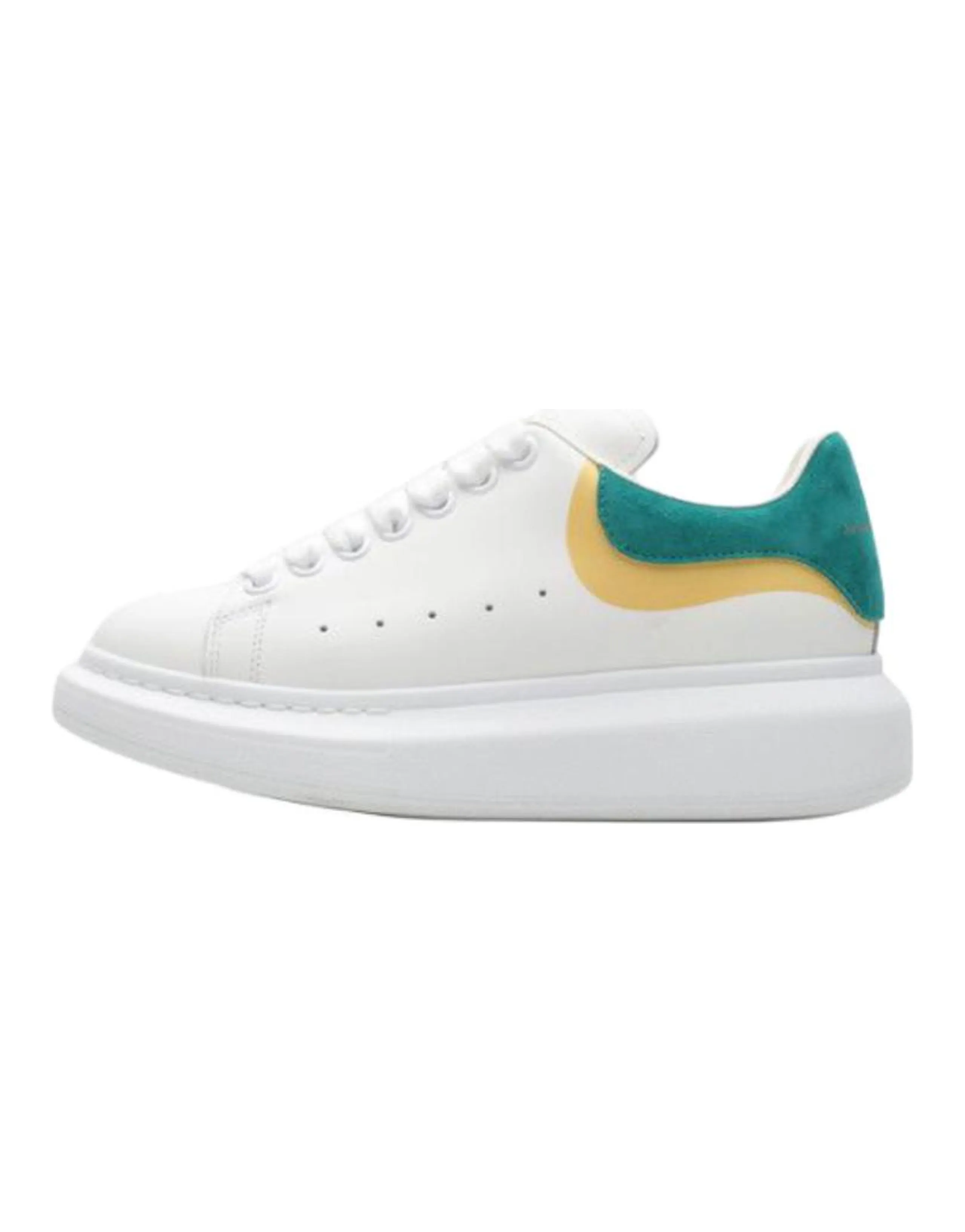Alexander McQueen Leather Round Toe Lace-Up Low-Top Skate Shoes Women's White