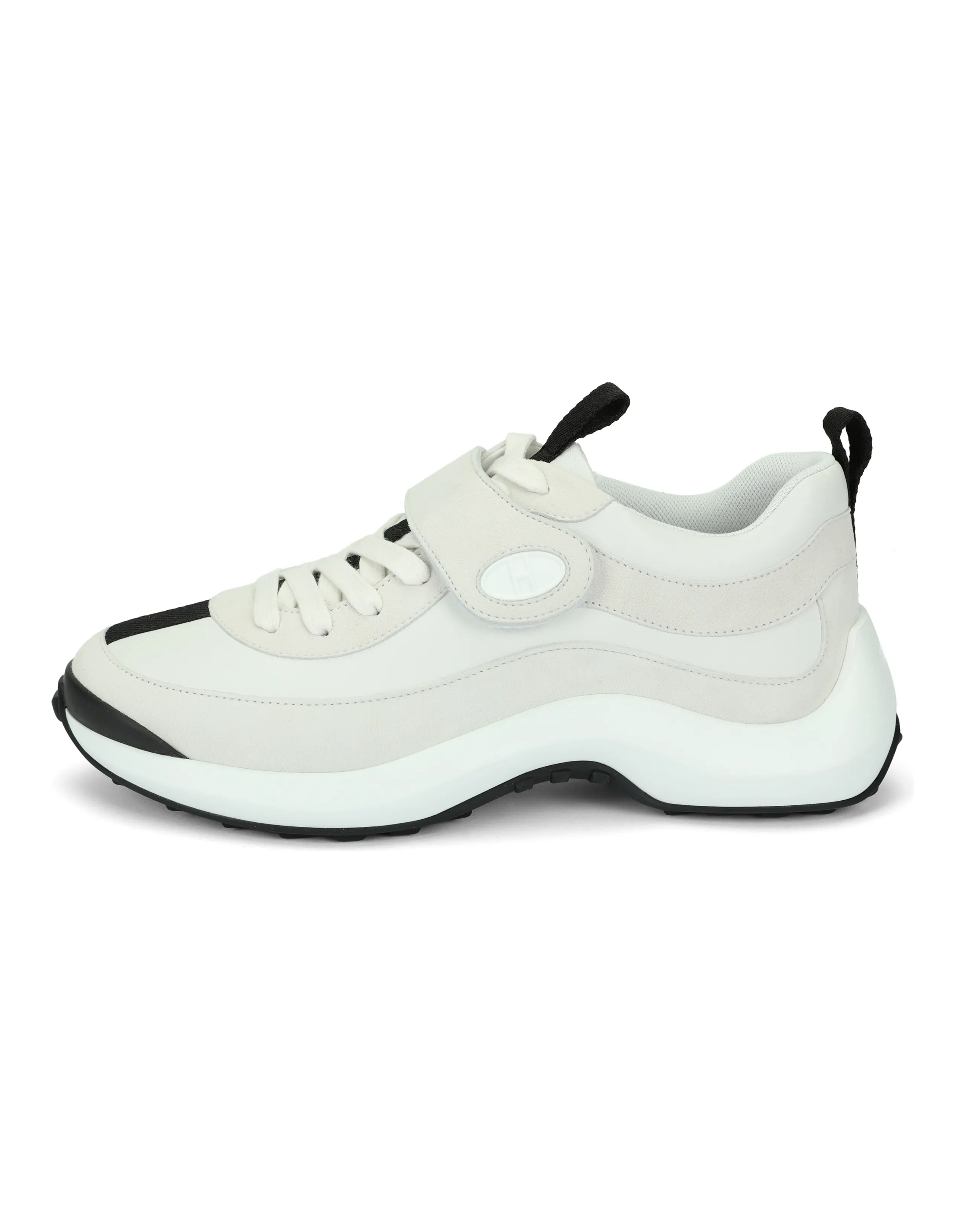 HERMES Loop Calfskin Round Toe Platform Low-Top Casual Shoes Women's White