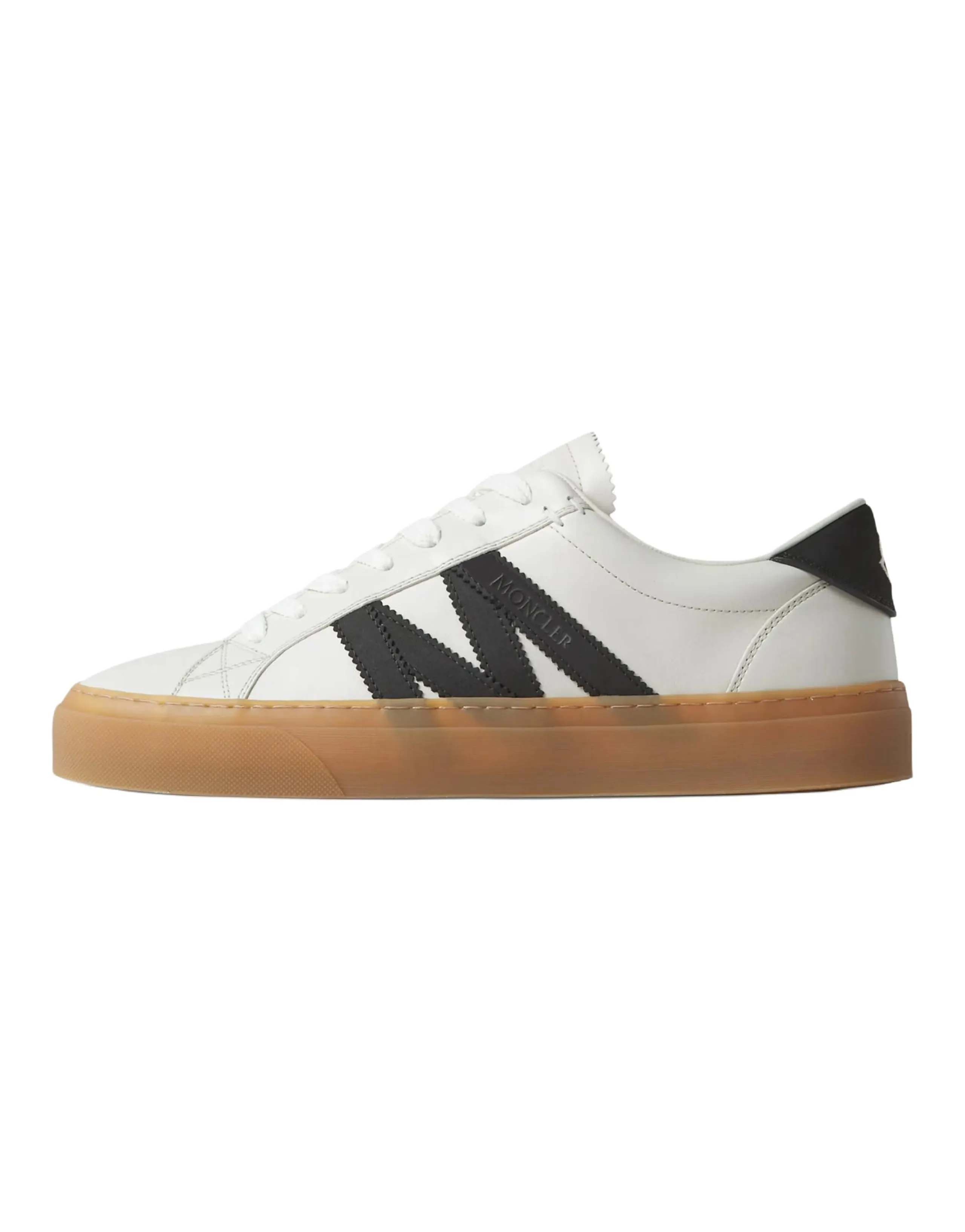 Moncler Monaco 2 Suede Leather Round-Toe Lace-Up Low-Top Sneakers Men's White