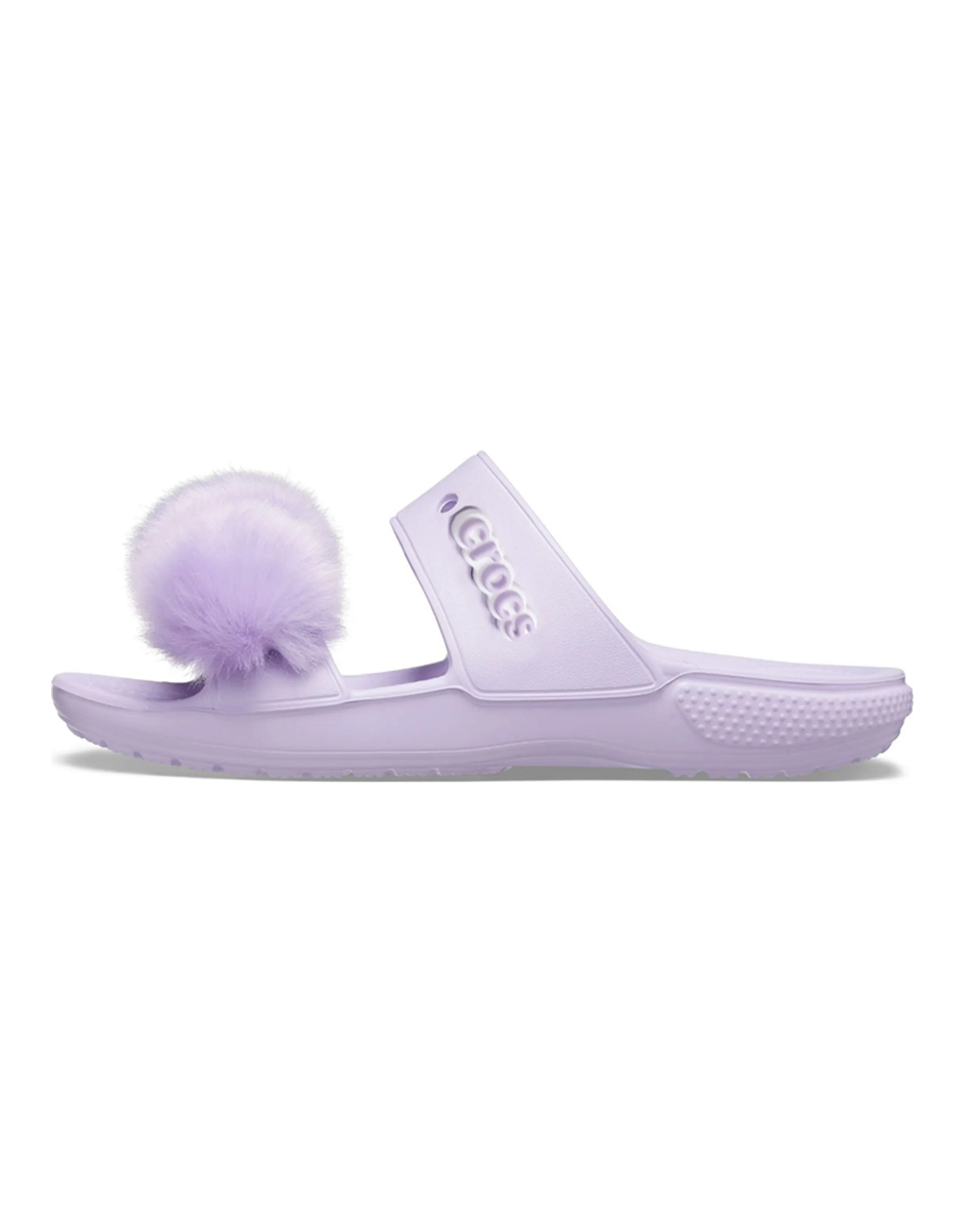 Crocs Fur Sure Trendy Versatile Classic Pom-Pom Sports Slides Purple