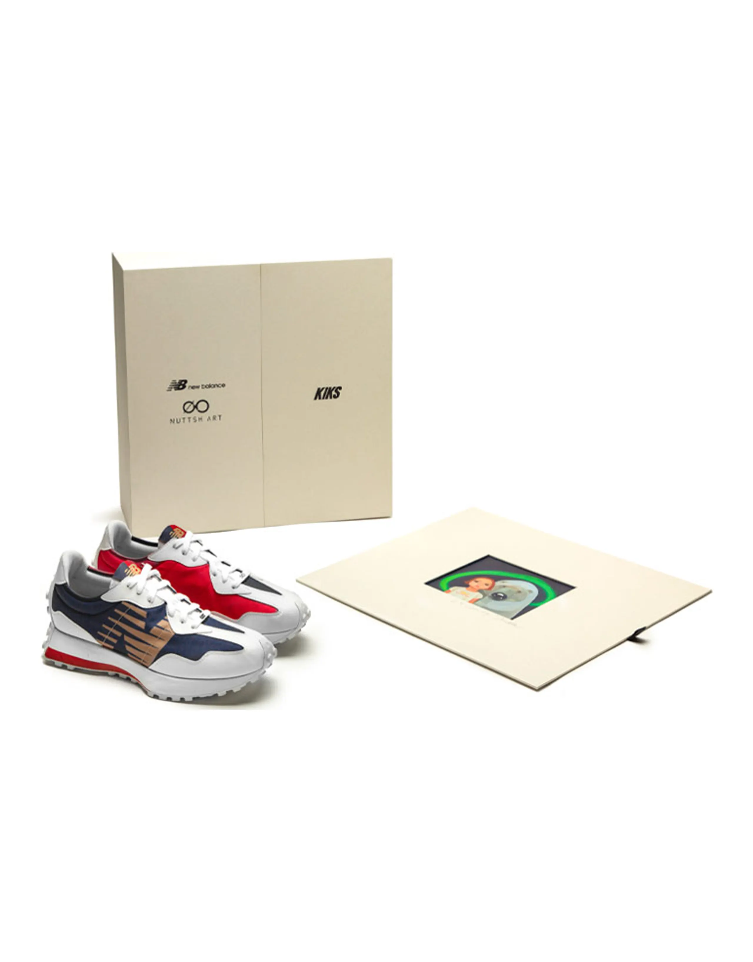 KIKS X NUTTSH ART X New Balance 327 White Red Blue