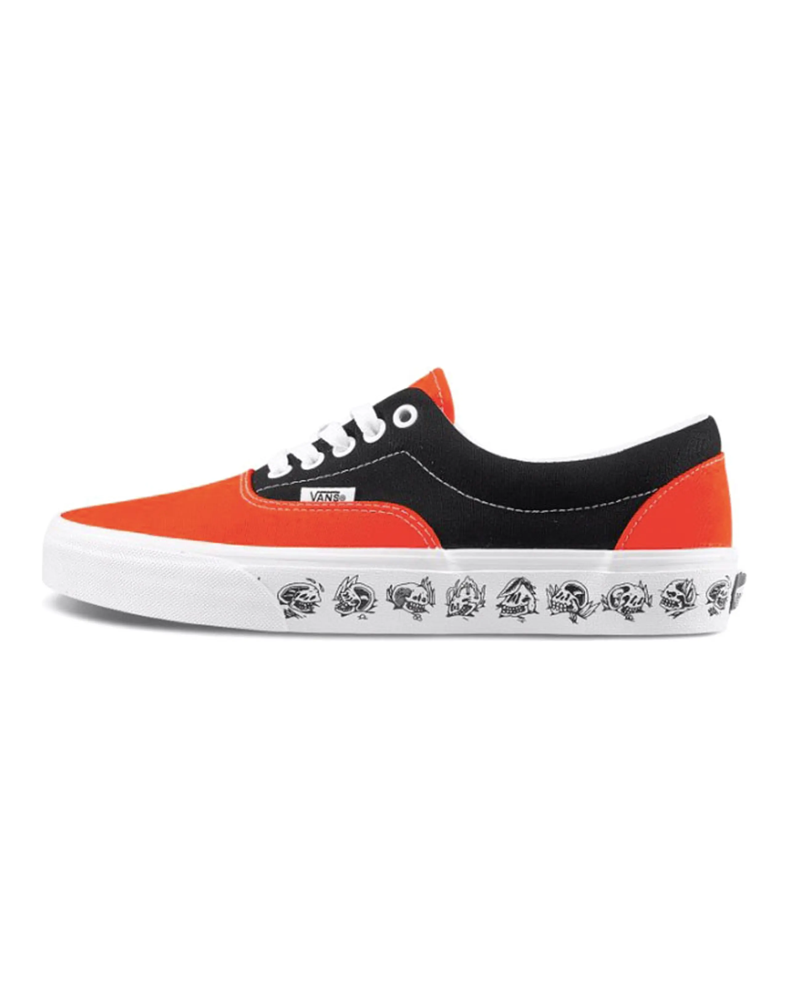Vans Era Skeleton Printing Retro Casual Canvas Shoes Black Orange Colorblock 'Black Orange'