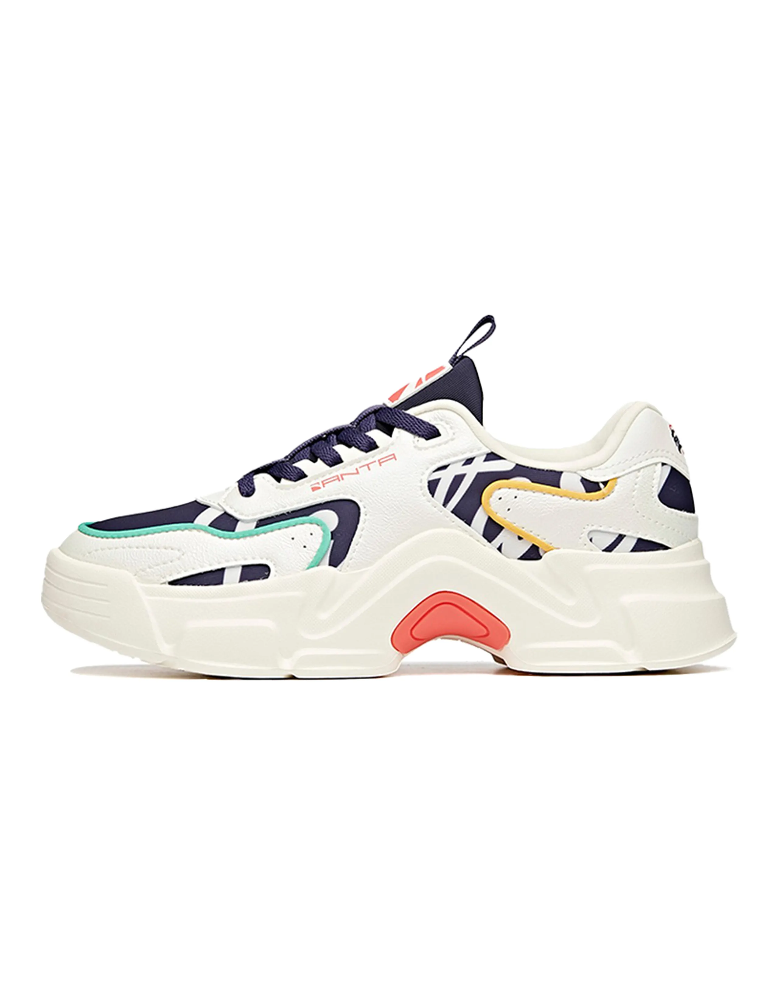 ANTA Chunky Sneakers Women's Low-Top White/Black/Yellow