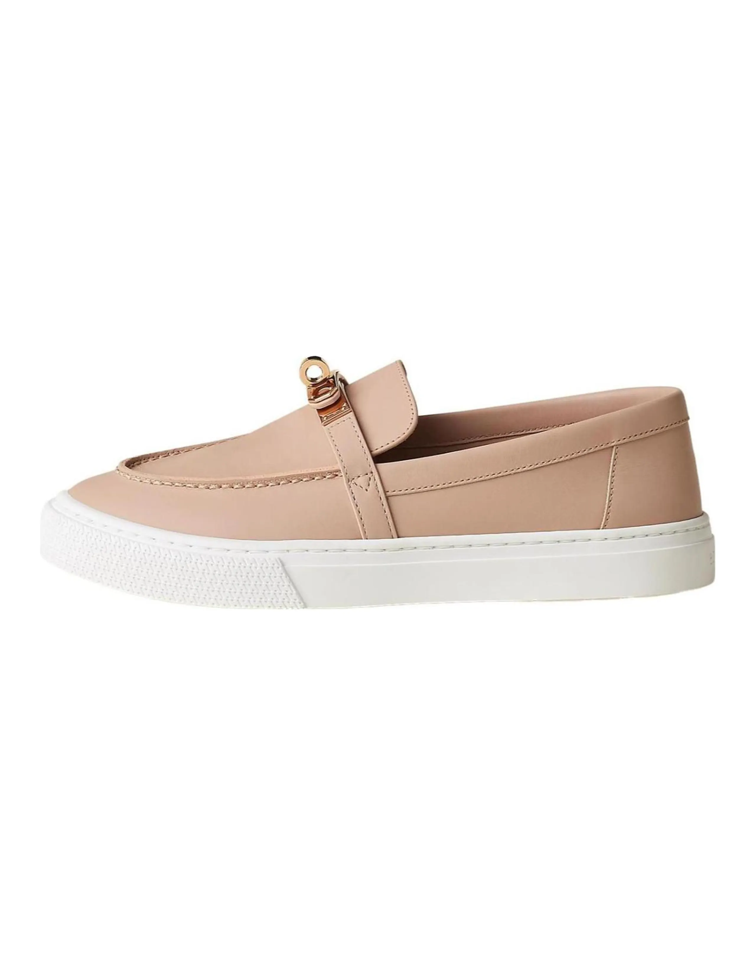 HERMES Game Loafers Women's Nude Pink