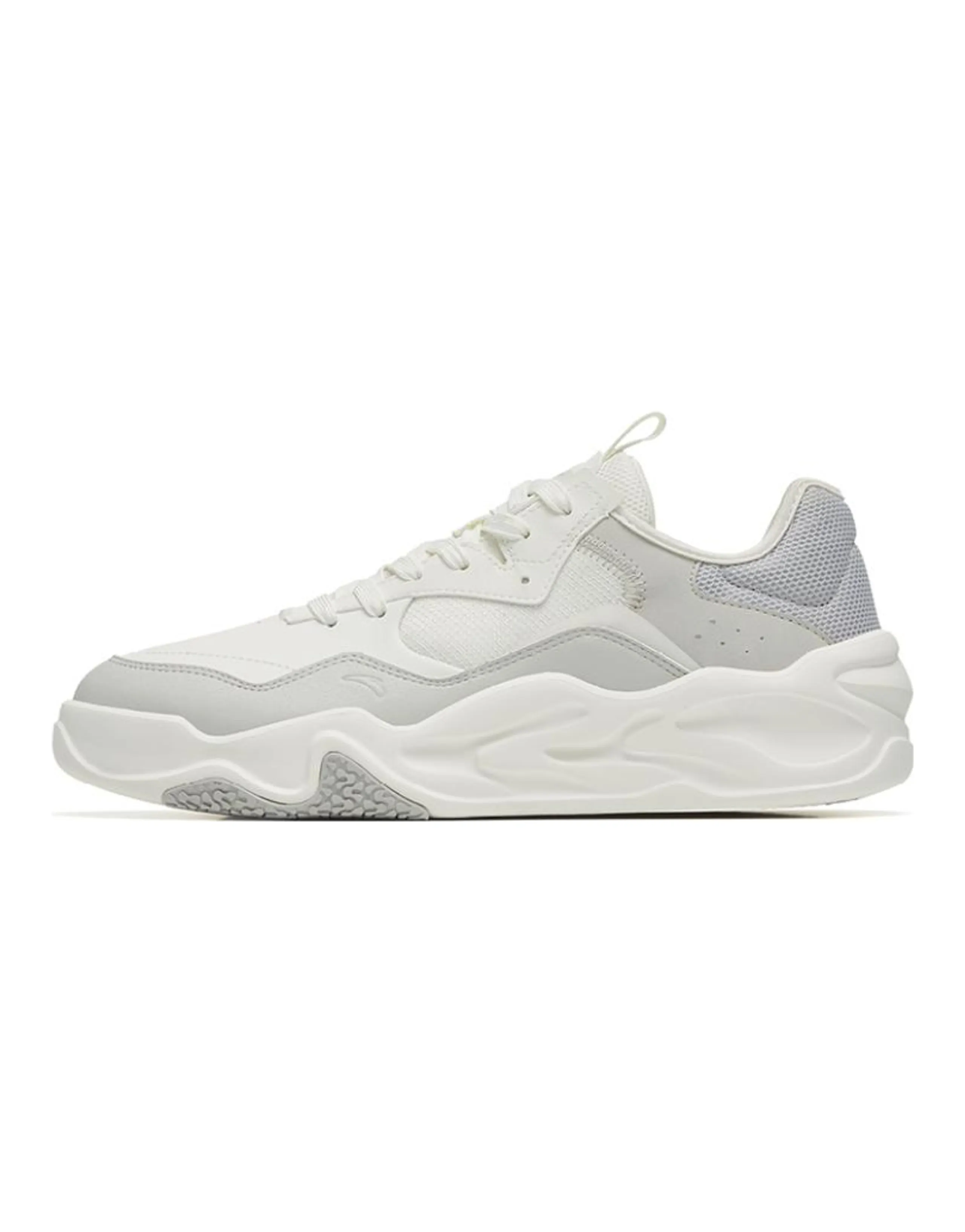 Anta Slip-Resistant Cushioning Wear-Resistant Low-Top Skateboard Shoes White Gray