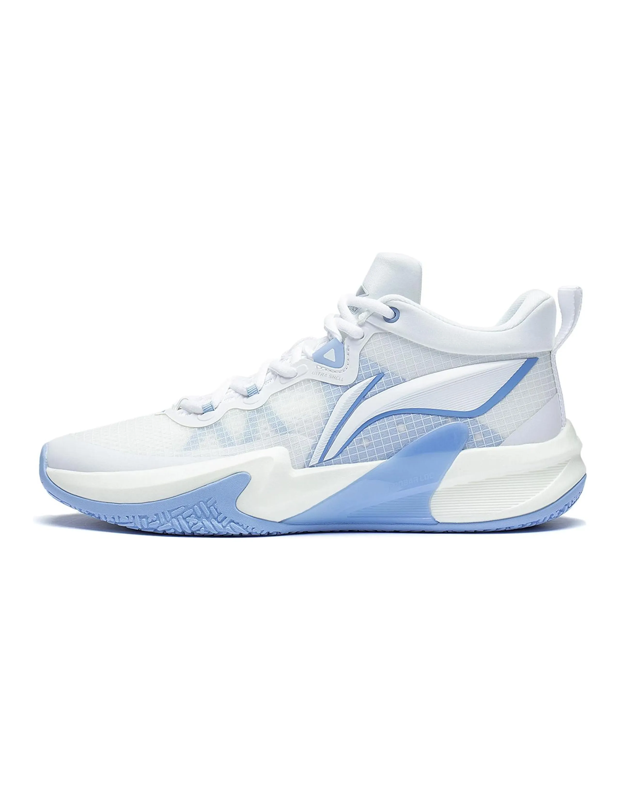 LiNing Cushioning Anti Slip And Wear Resistant Breathable Coverage Low Top Basketball Shoes Men's White Blue