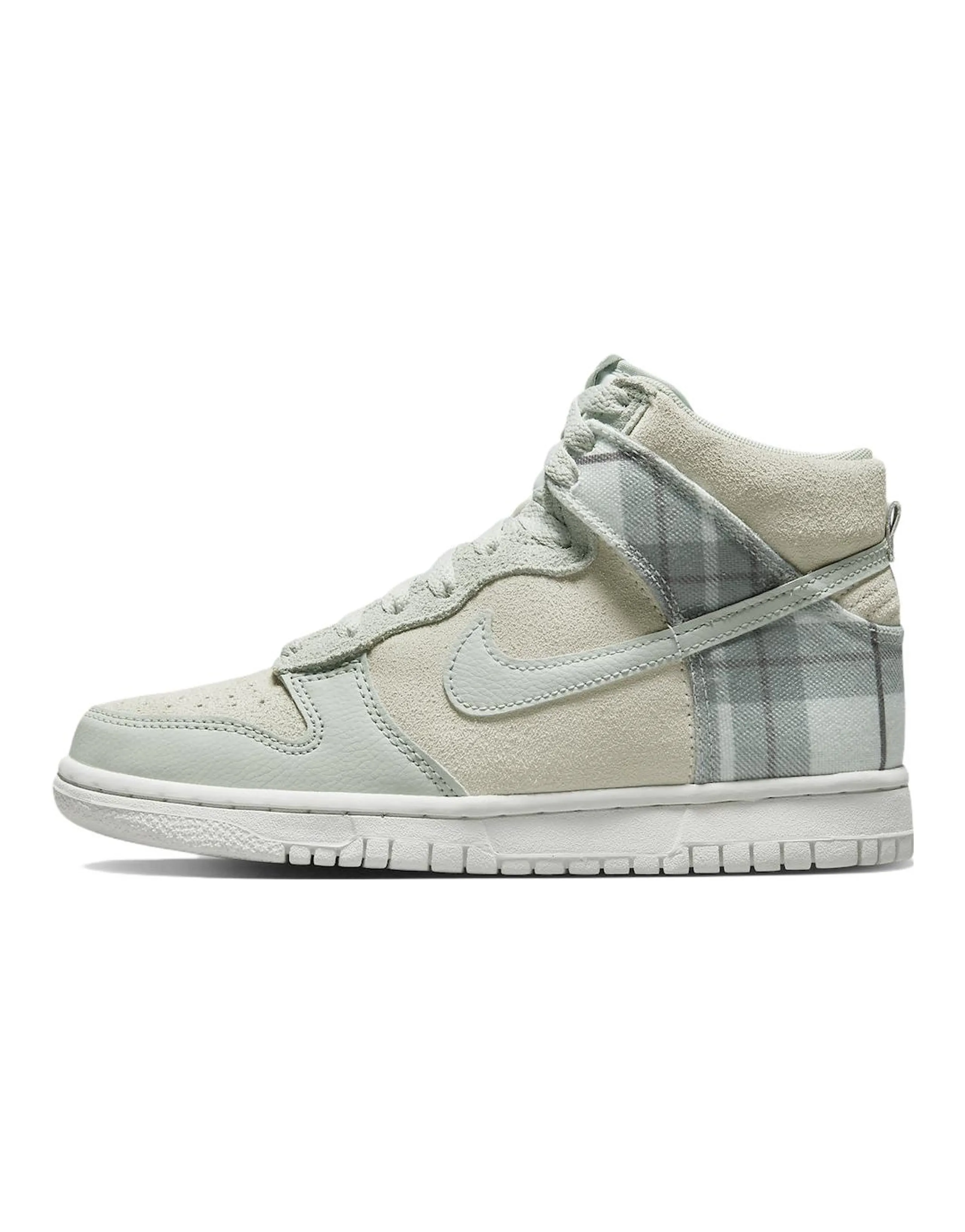 Nike Dunk High SE Tartan Plaid White Light Green GS
