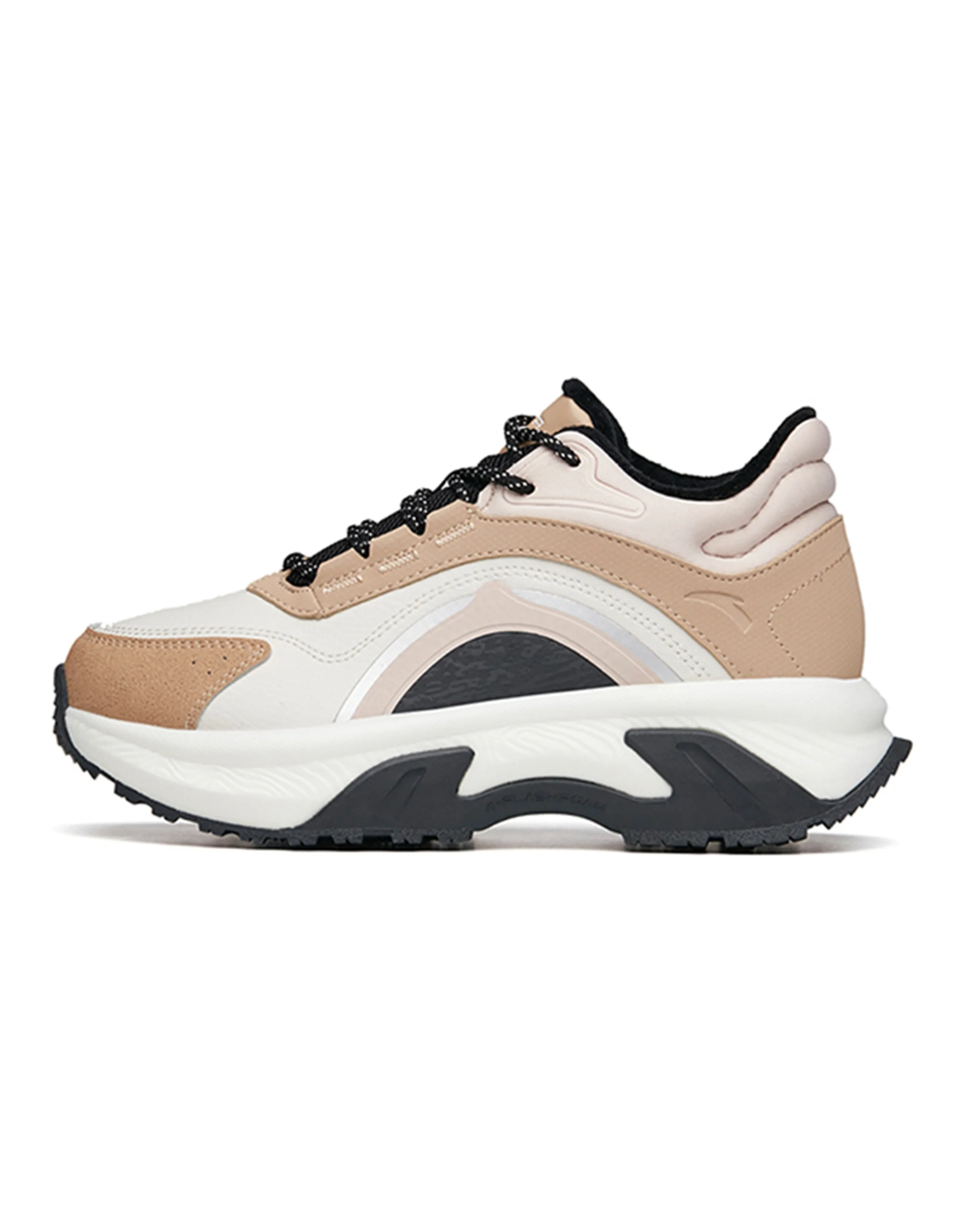 Anta Slip-Resistant Wear-Resistant Hook & Loop Casual Sneakers Women's Grey Pink Black Fleece-Lined
