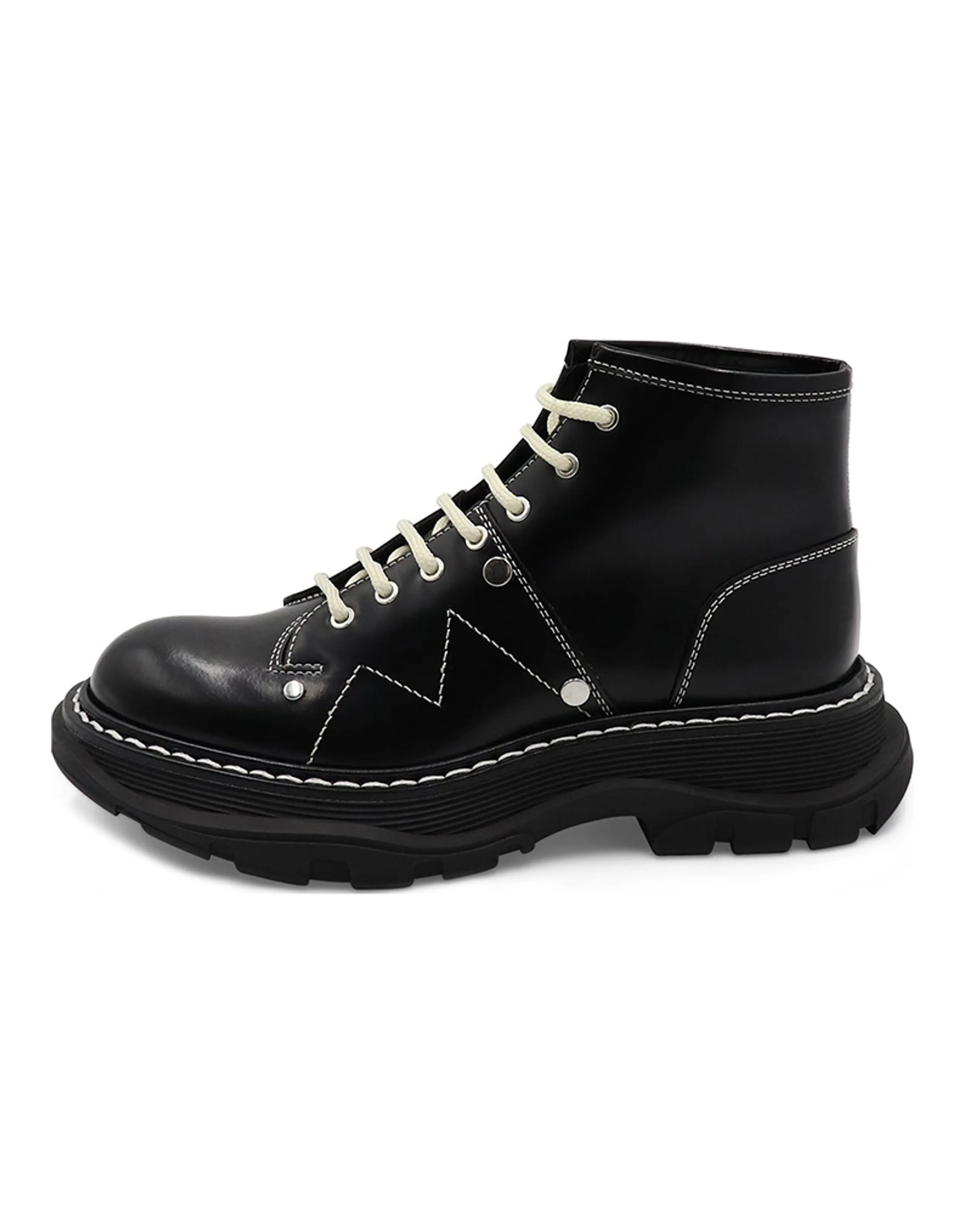 Alexander McQueen Tread Lace Up Boot 'Black Silver' Women's