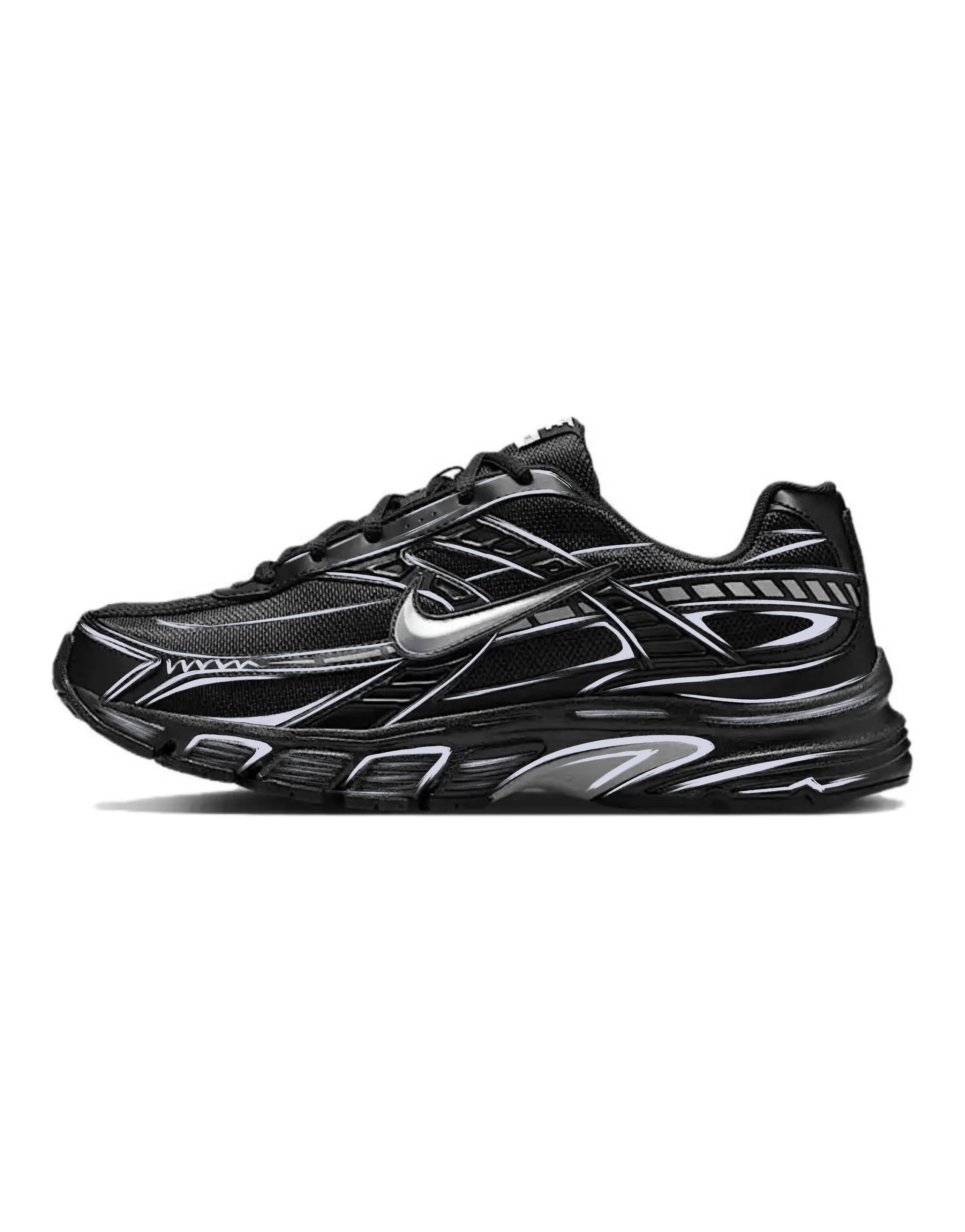 Custom Sneakers Nike Initiator Silver Ink Chasing Light Gradient Cyber Wasteland Graffiti Fashion Trendy Comfortable Versatile Slip-Resistant Durable Low-Top Running Shoes Men's