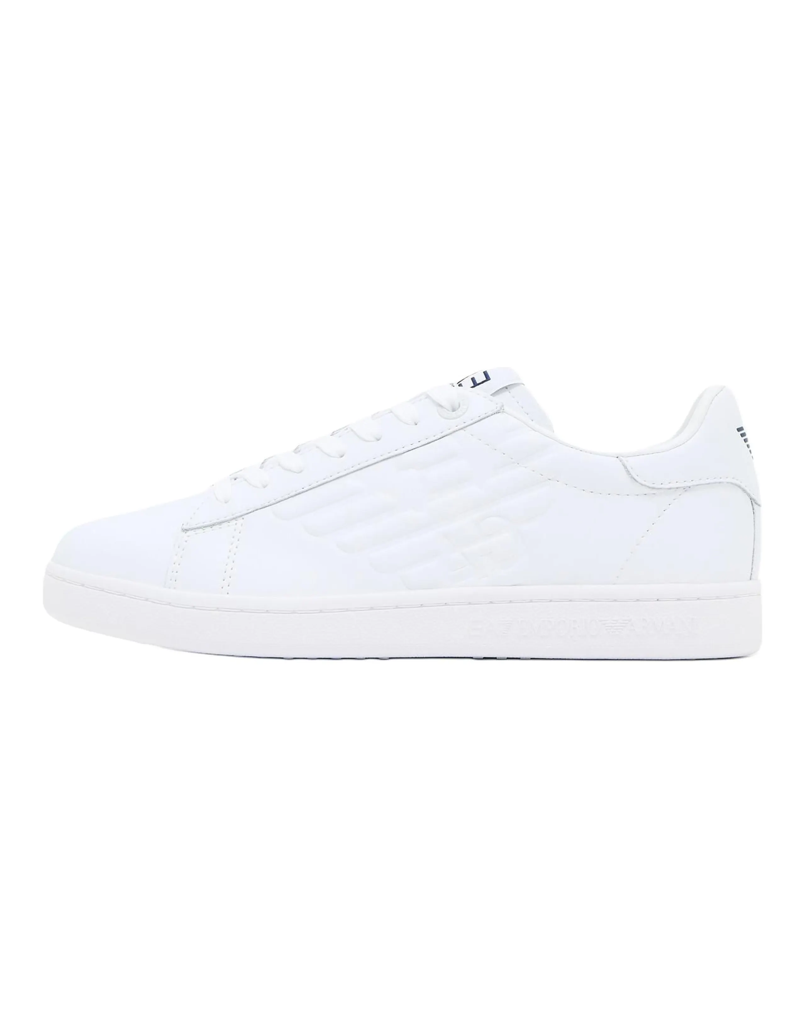 EMPORIO ARMANI EA7 Classic CC Leather Round Toe Lace-Up Low-Top Skate Shoes Unisex White