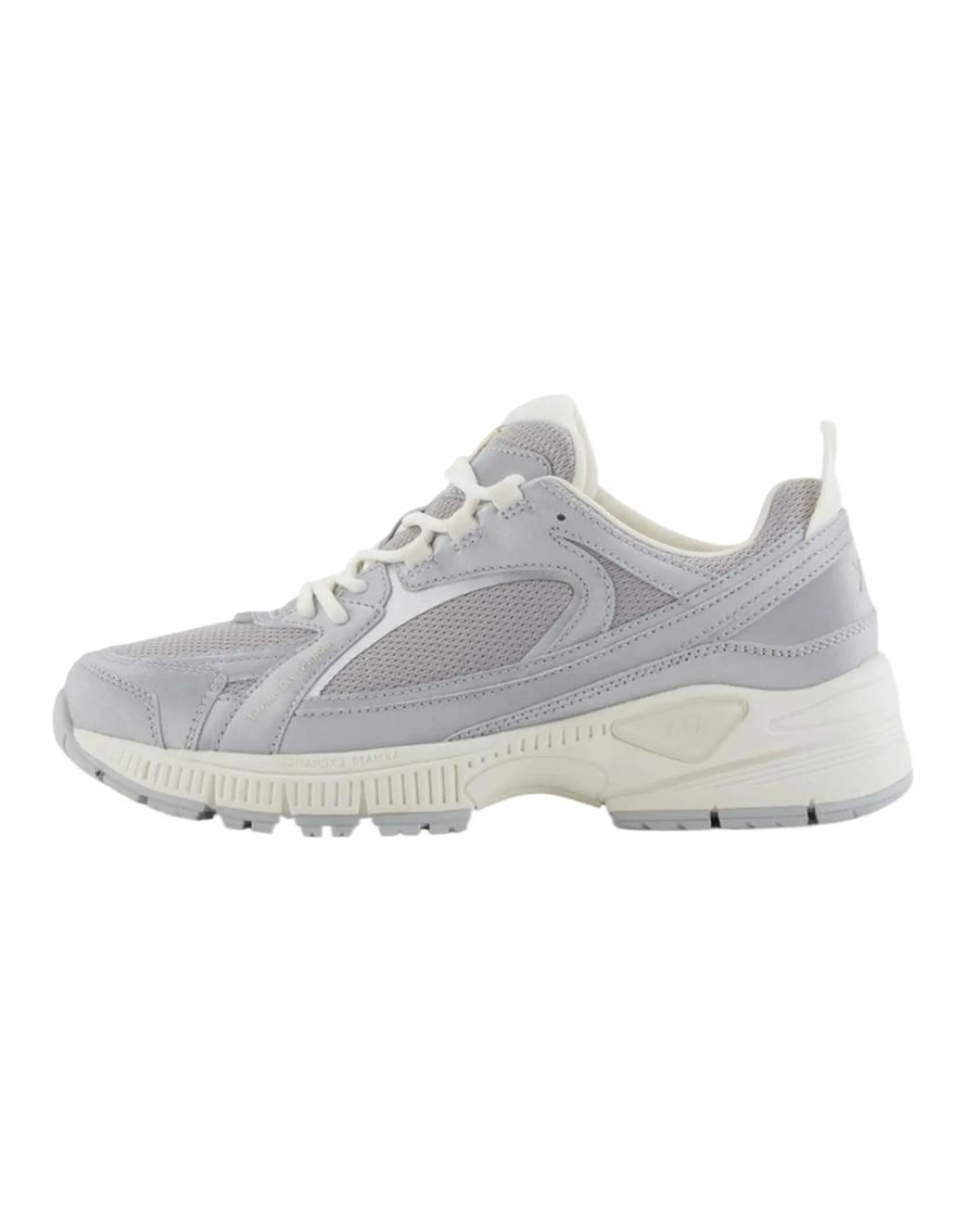 ARMANI EXCHANGE Mesh Panels Round Toe Lace-Up Dad Shoes Low-Top Casual Shoes Men's Silver